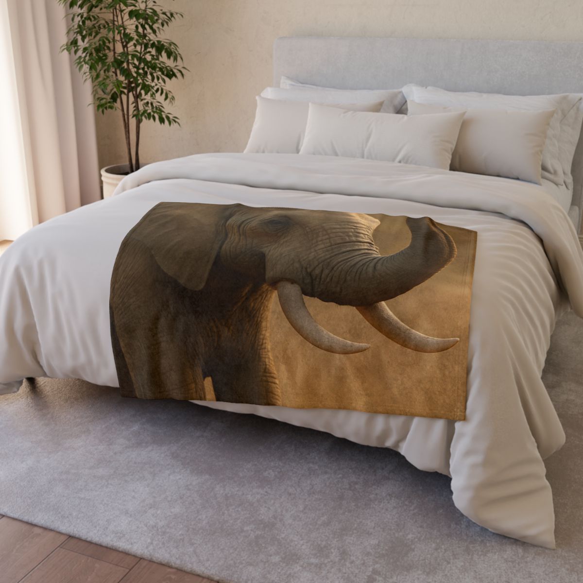 Savannah Sentinel Elephant stylish throw blankets
