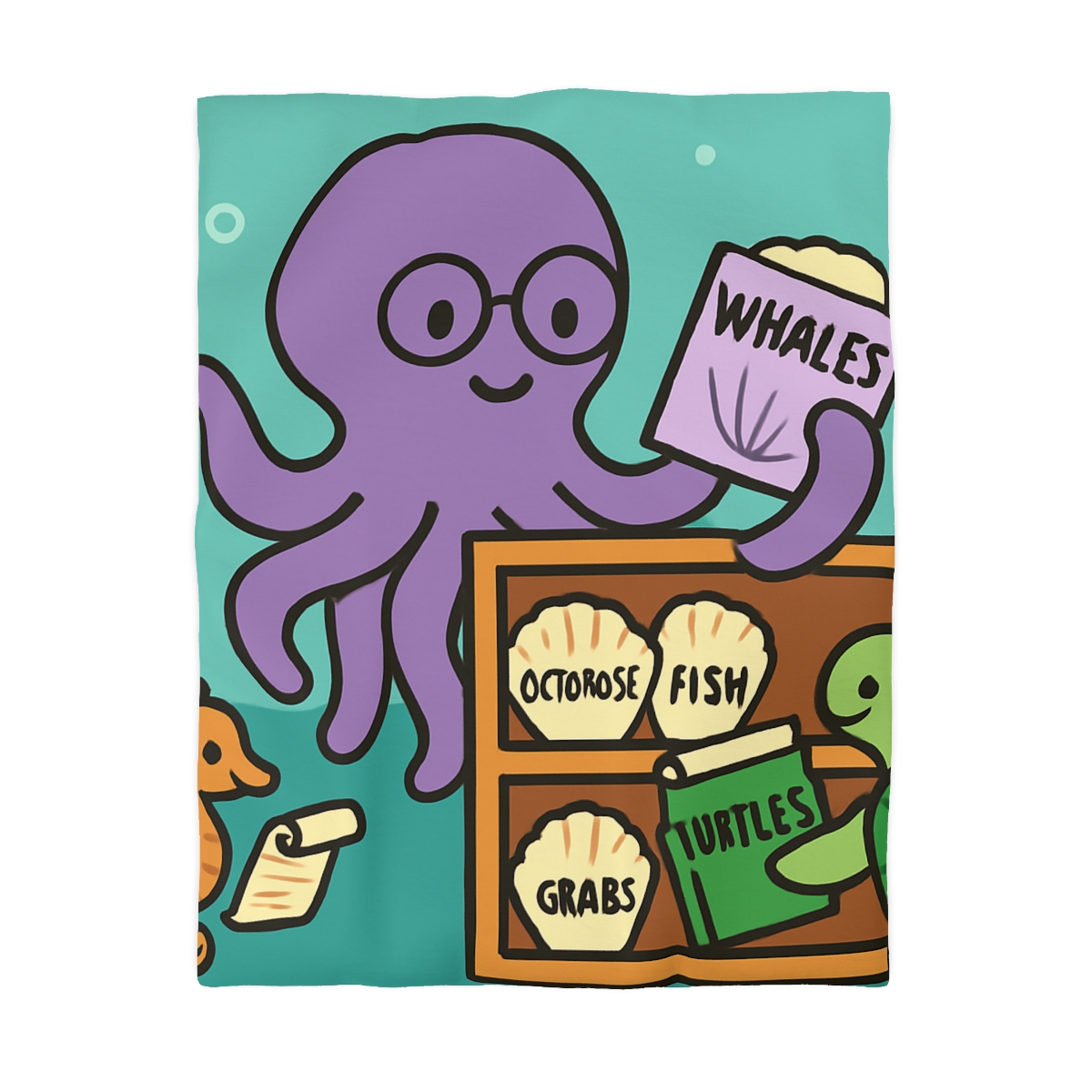 Undersea Library Of The Curious Octopus duvets for gifts