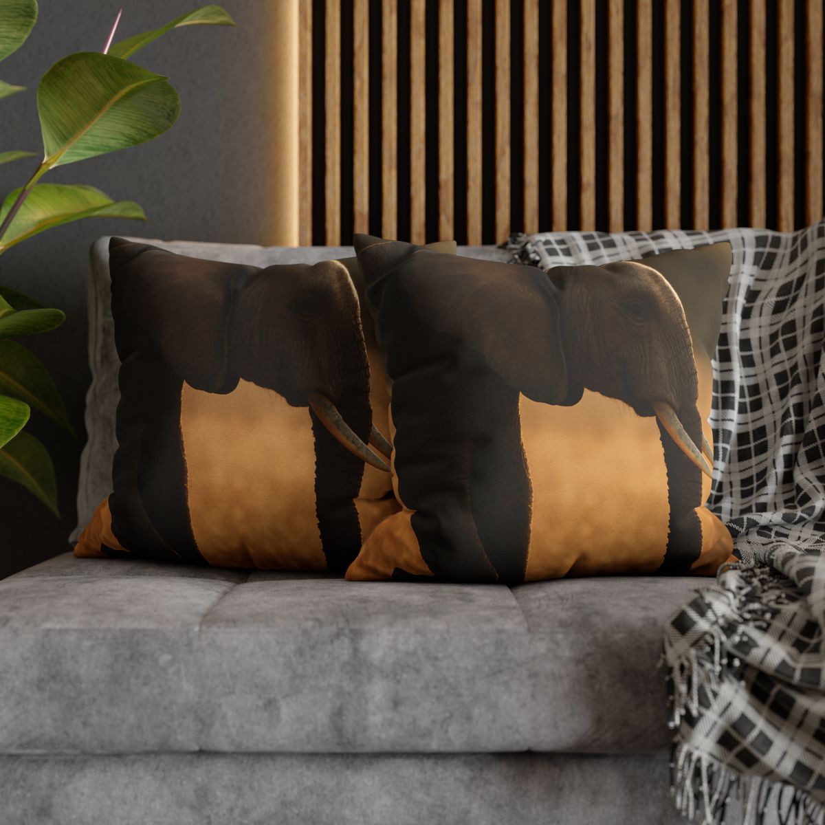 Gilded Horizon African Elephant soft cotton pillow cases