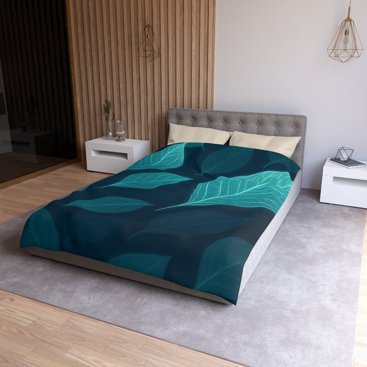 Orbiting Leaf Vein Circuit trendy bedroom duvets