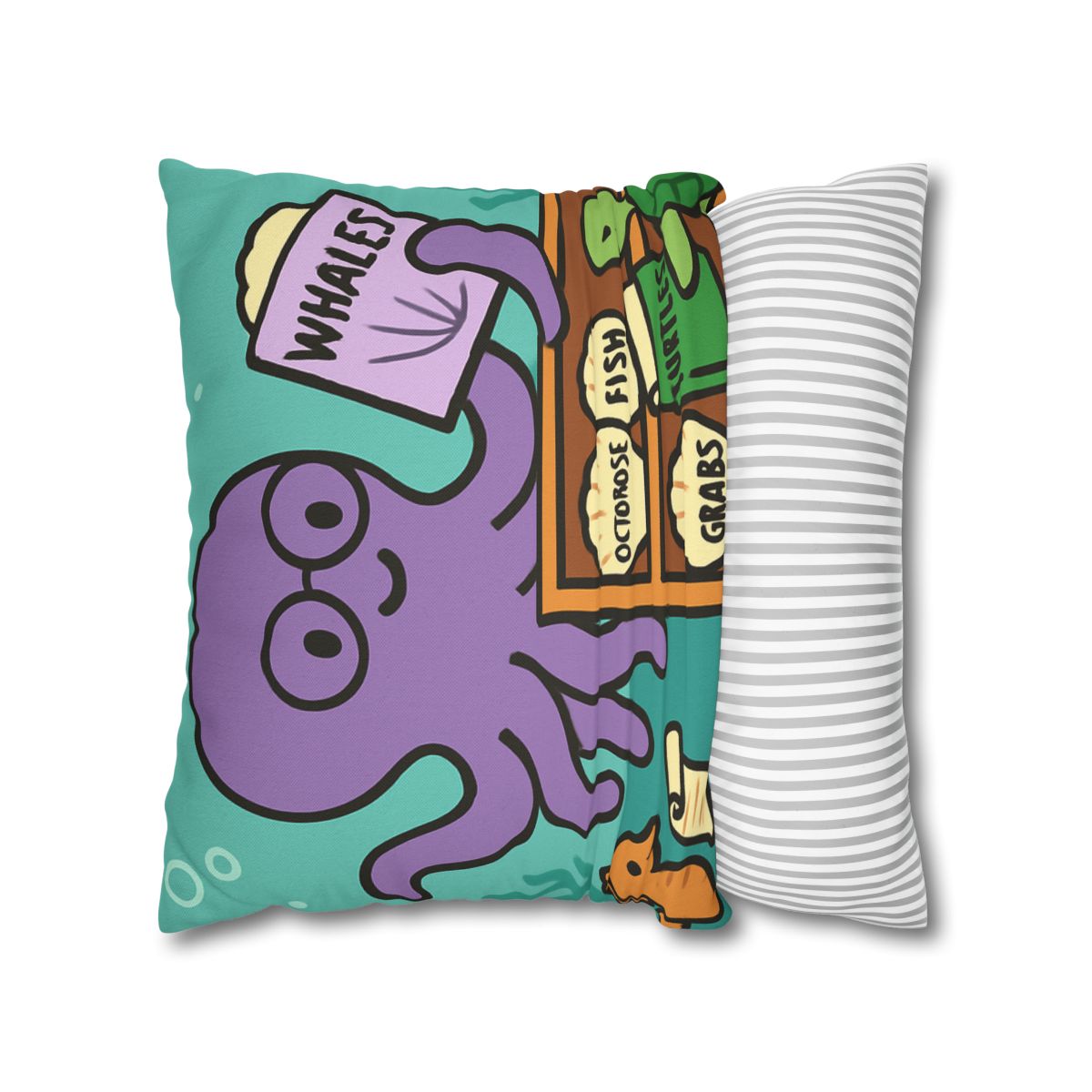 Undersea Library Of The Curious Octopus designer print pillow cases