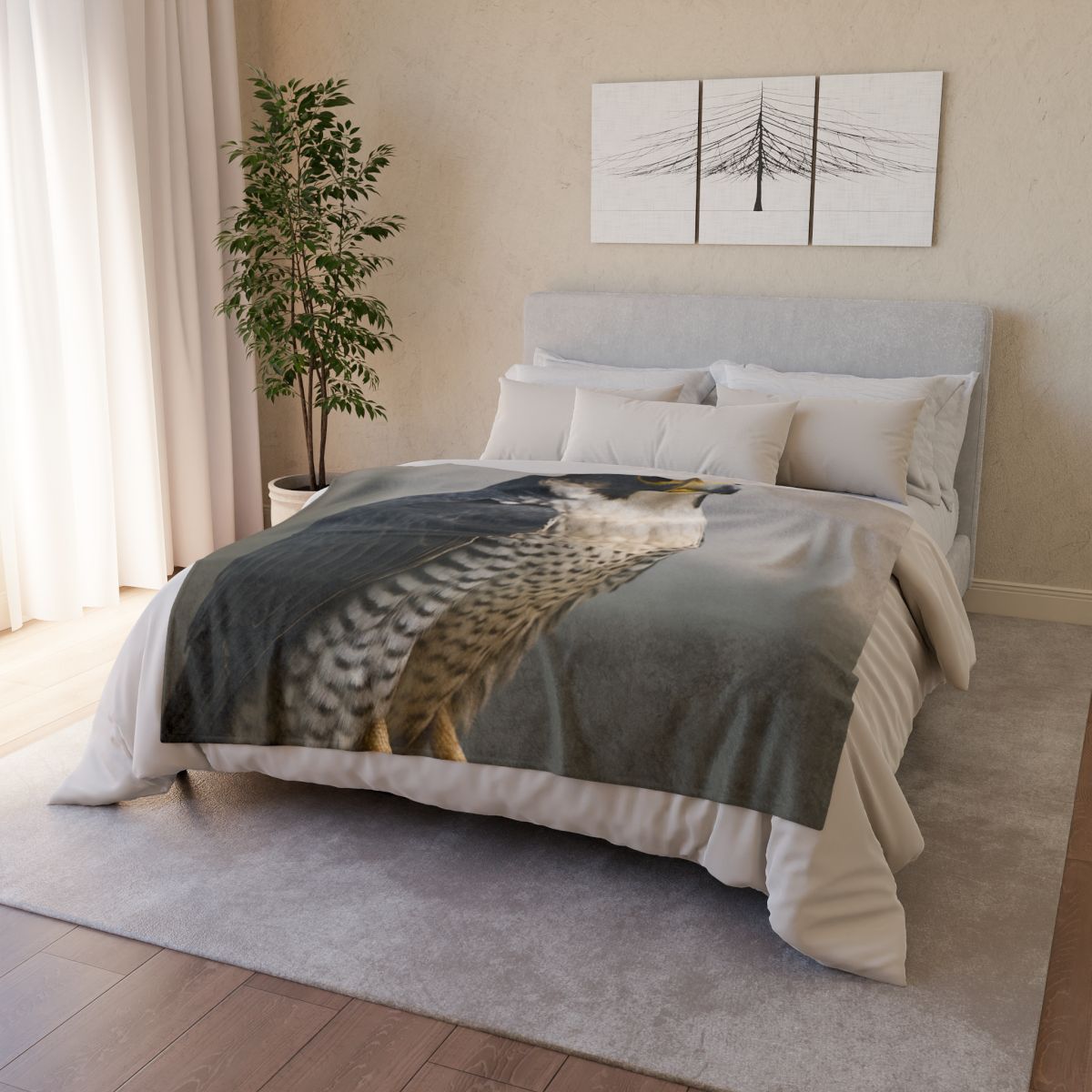 Starlit Vigil Peregrine Falcon trendy patterned blankets