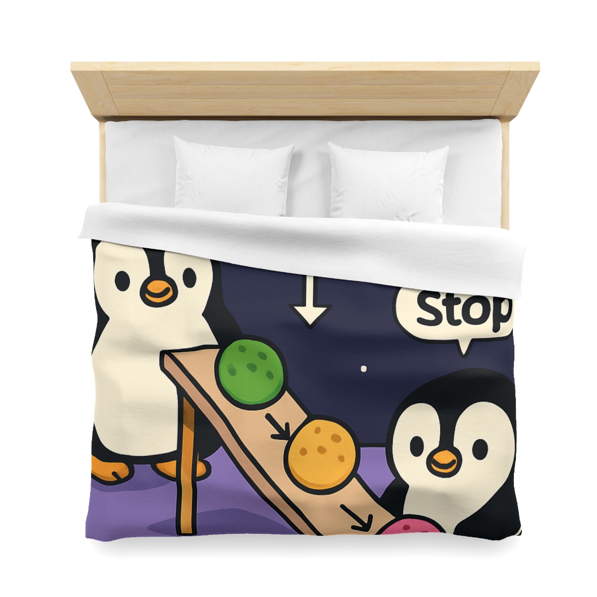 Moonlight Penguin Ice Cream Physics custom duvets