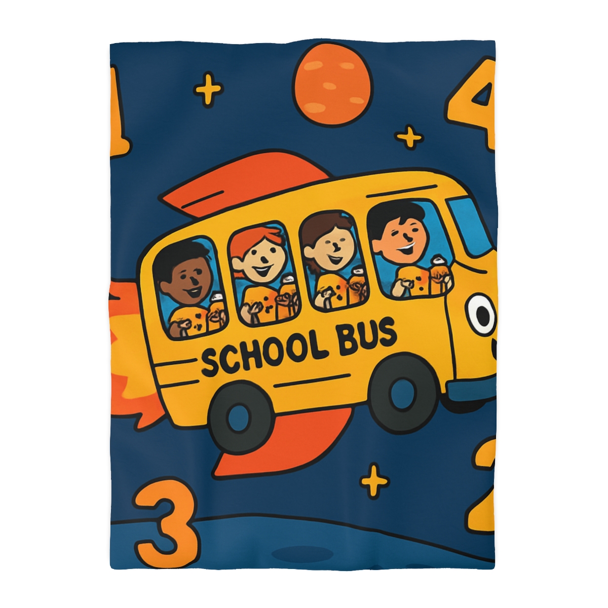 Rocket School Bus To Planet Math personalized bedding duvets