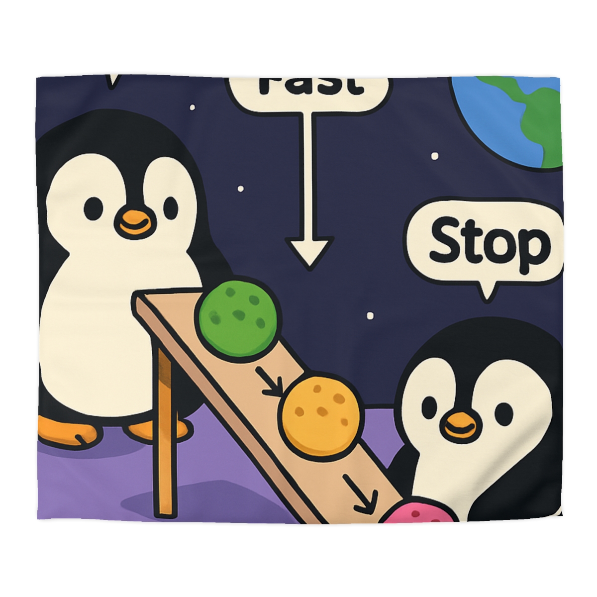 Moonlight Penguin Ice Cream Physics custom duvets