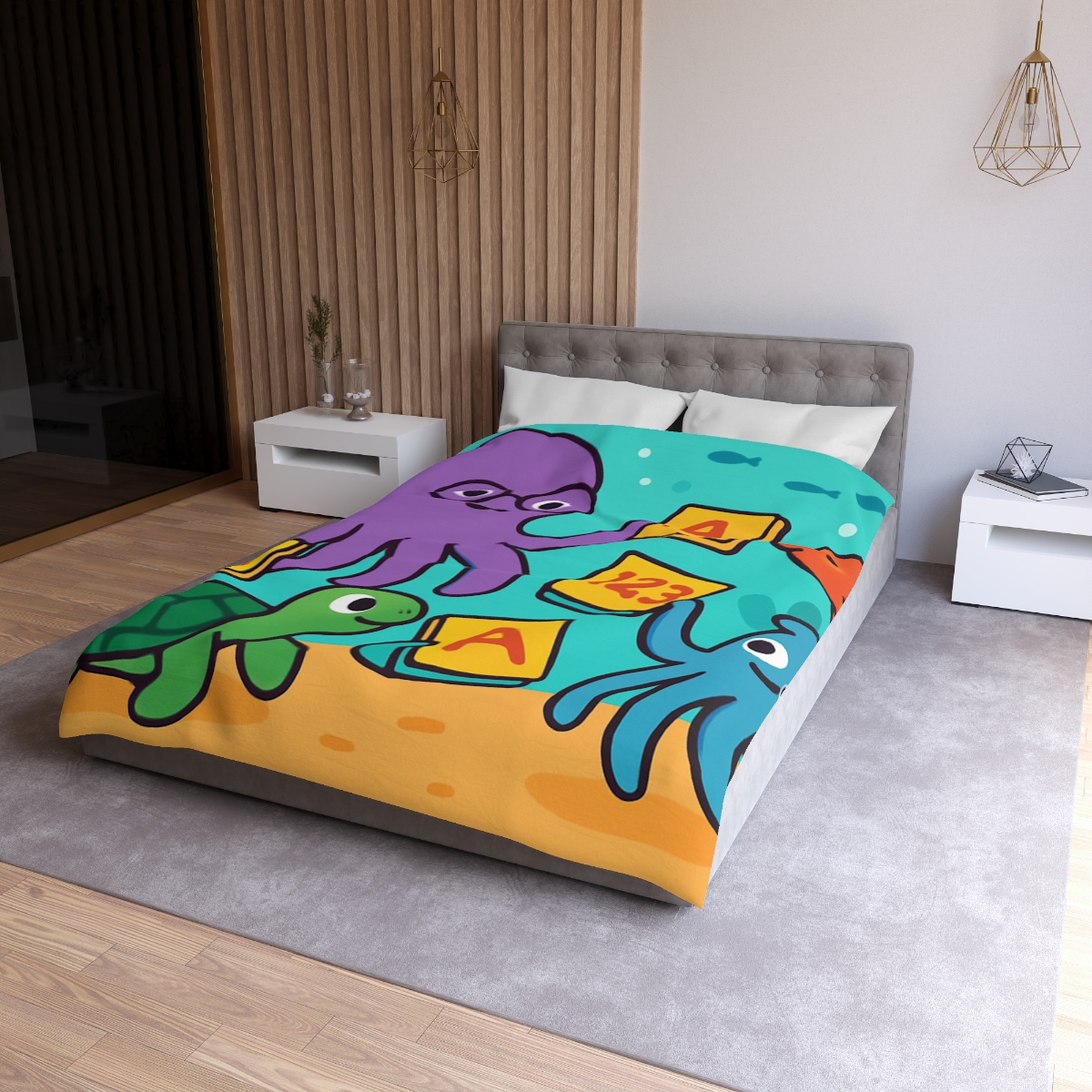 Octopus Librarian In Coral Reef School personalized bedding duvets