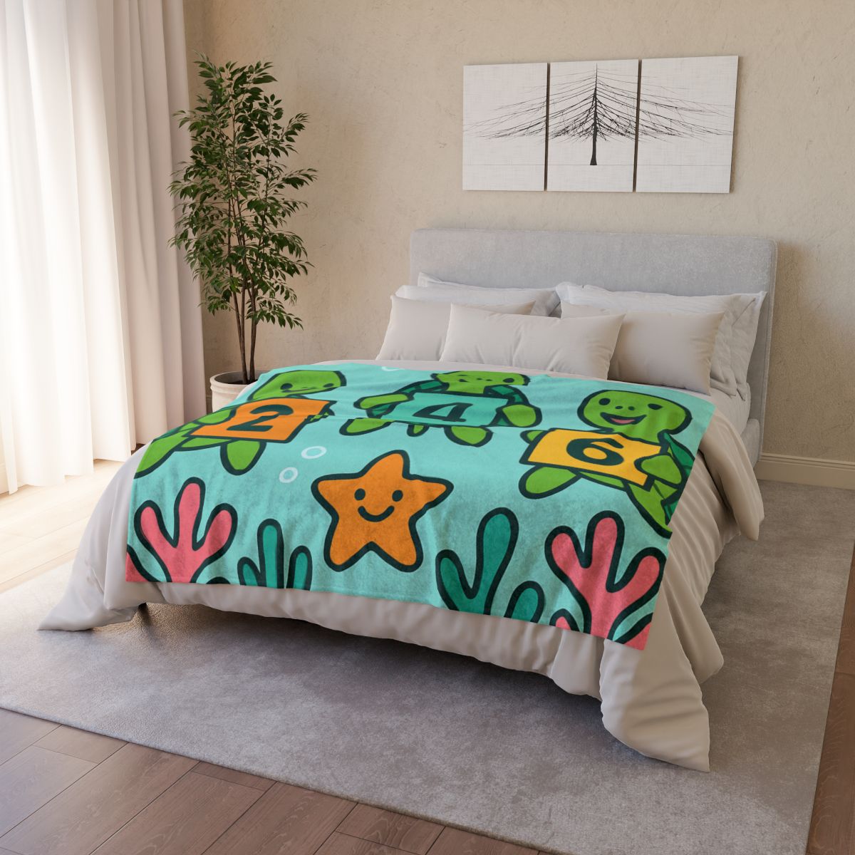 Coral Reef Math Parade Of Sea Turtles personalized cozy blankets