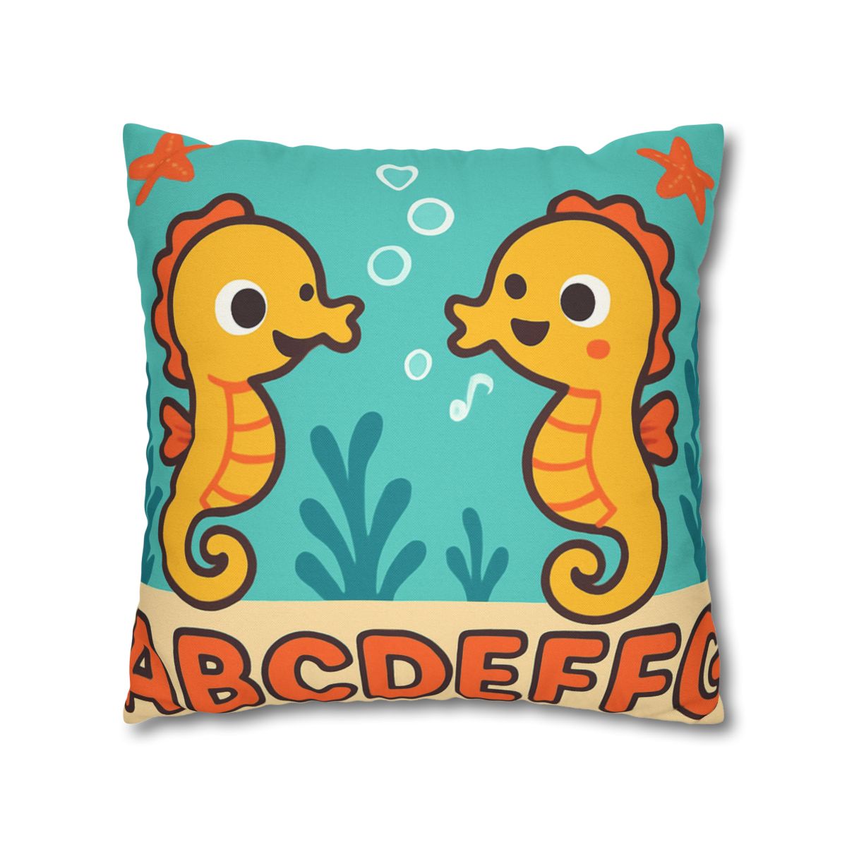Underwater Alphabet Reef With Singing Seahorses personalized pillow covers