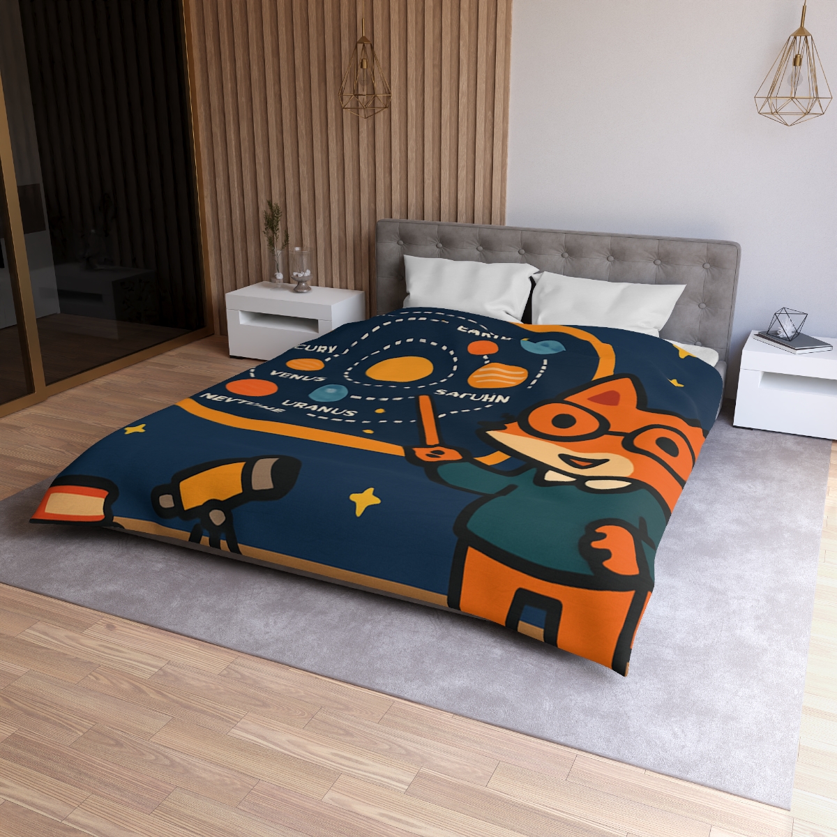 Comet Classroom With Star Map Fox unique patterned duvets