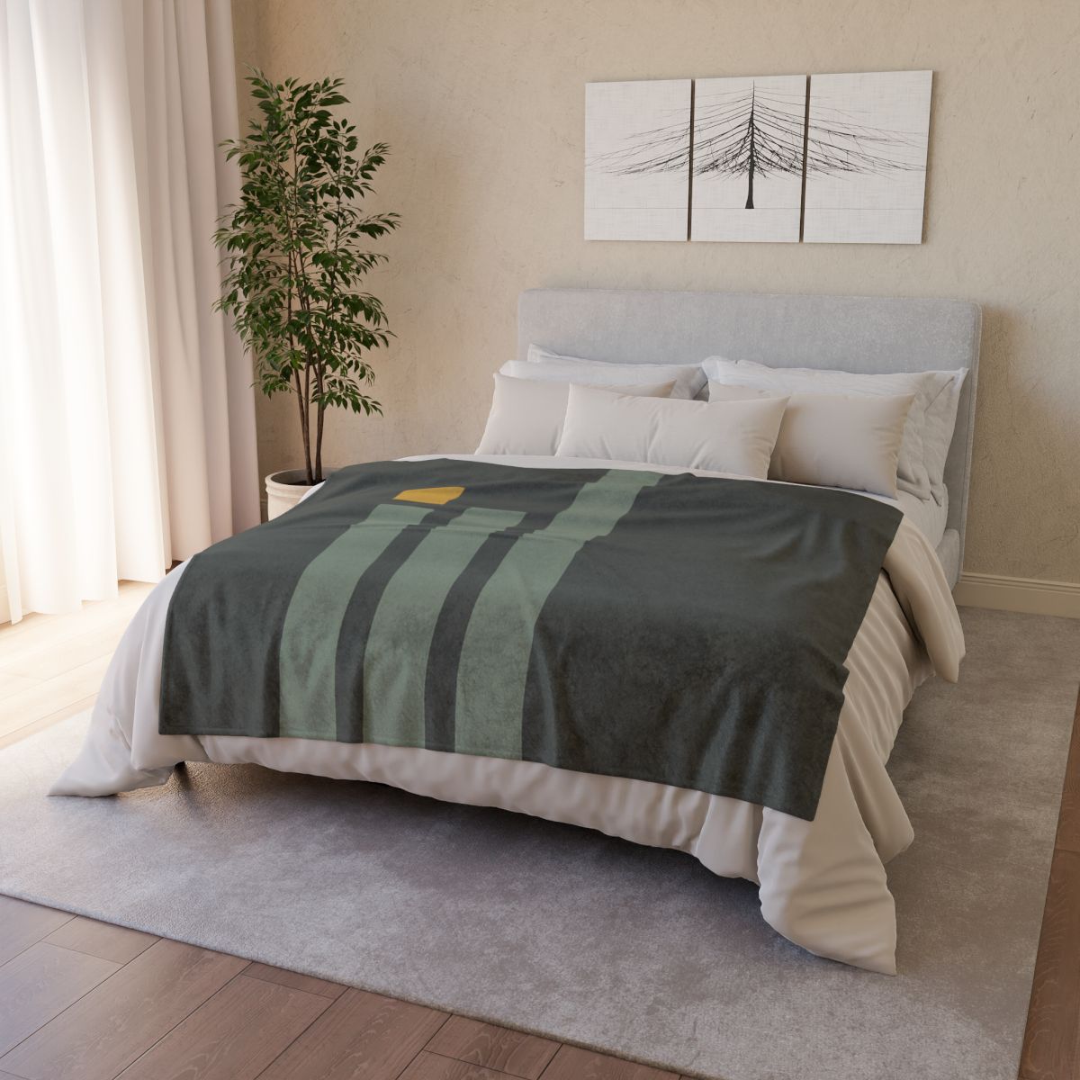 Offset Trio Of Vertical Bars soft fleece blankets