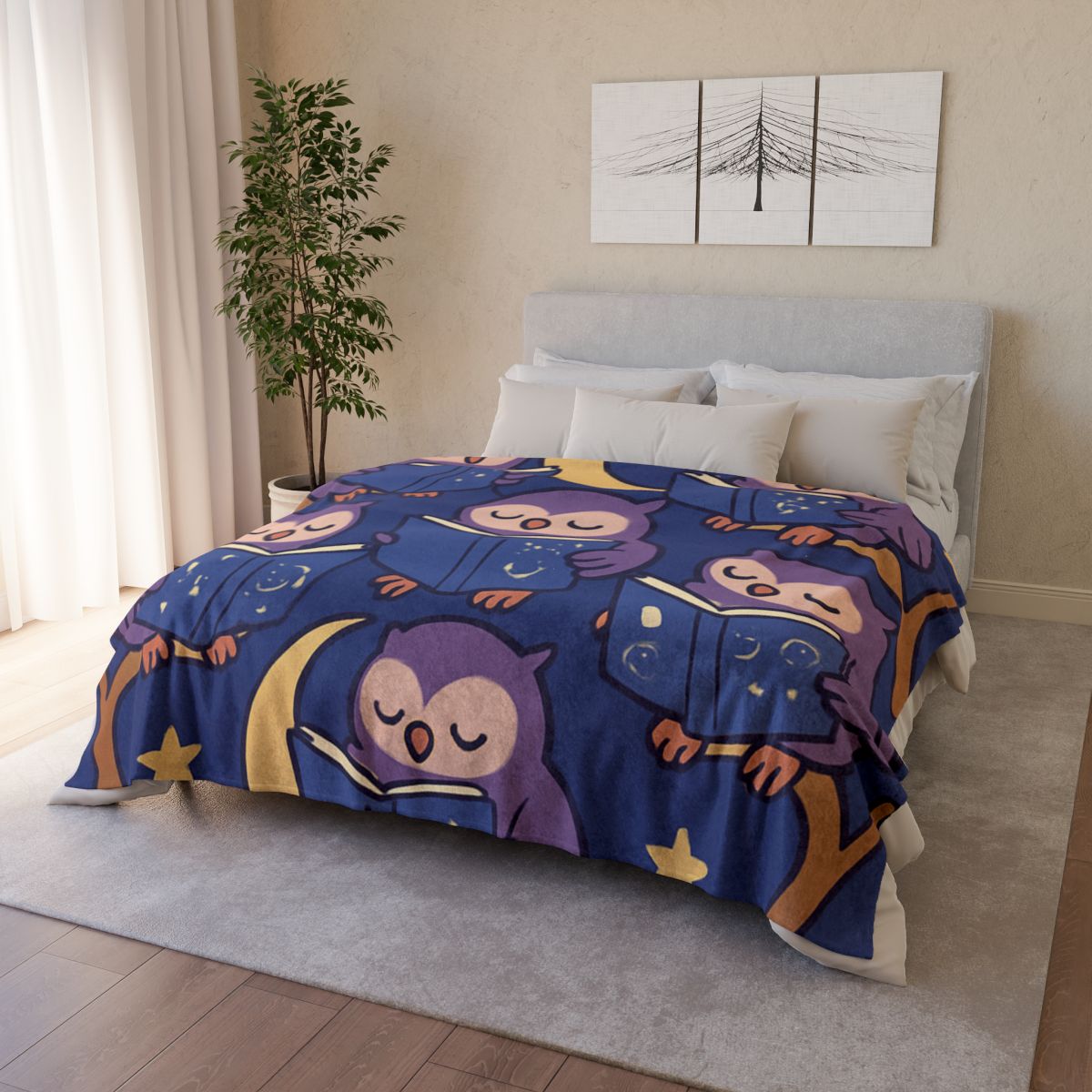 Moonlight Library Of Wise Owls warm winter blankets