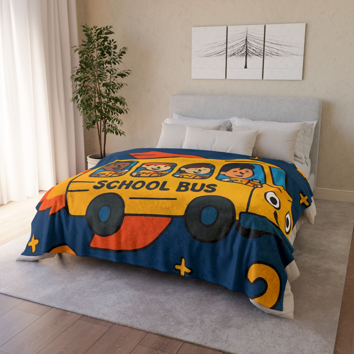 Rocket School Bus To Planet Math decorative home blankets