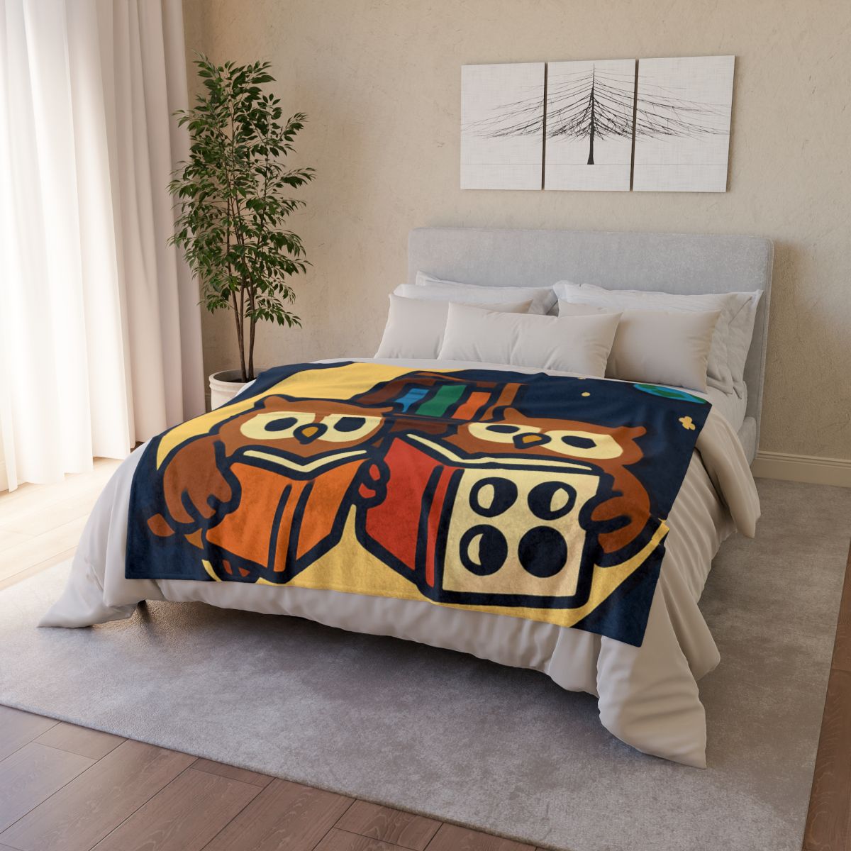 Lunar Library Owls soft fleece blankets