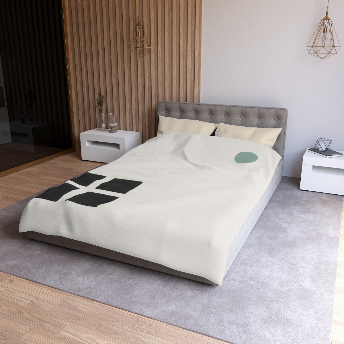 Corner Grid And Wandering Planet designer printed duvets