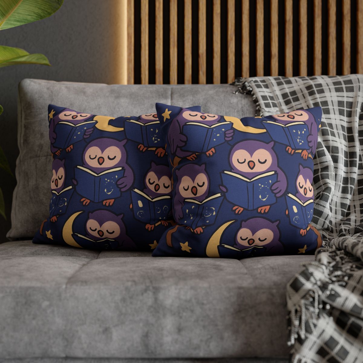 Moonlight Library Of Wise Owls comfortable bedding pillow covers