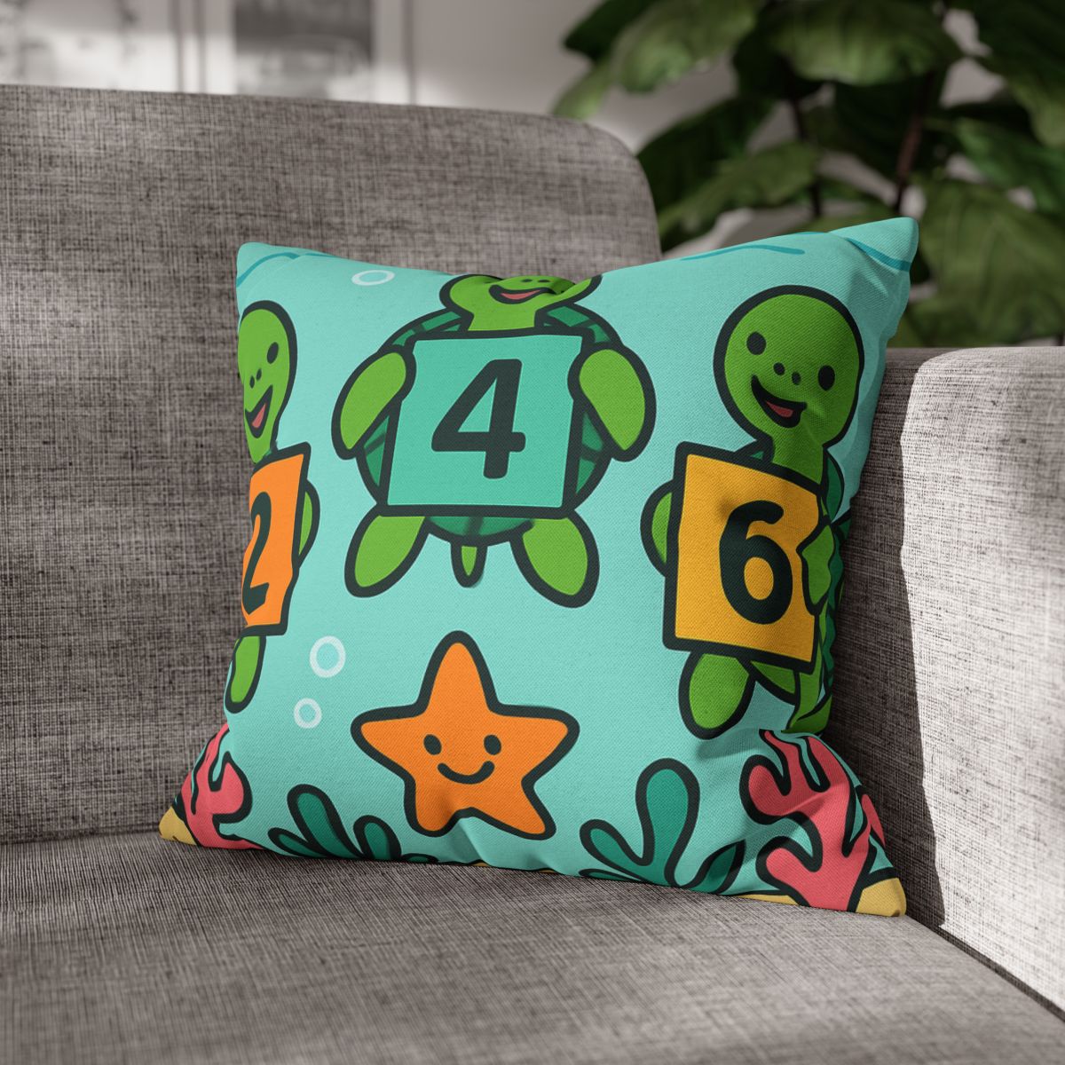 Coral Reef Math Parade Of Sea Turtles soft cotton pillow cases