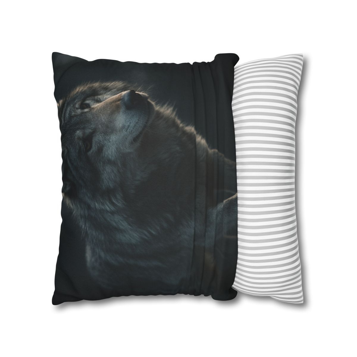 Moonlit Sentinel Gray Wolf personalized pillow covers