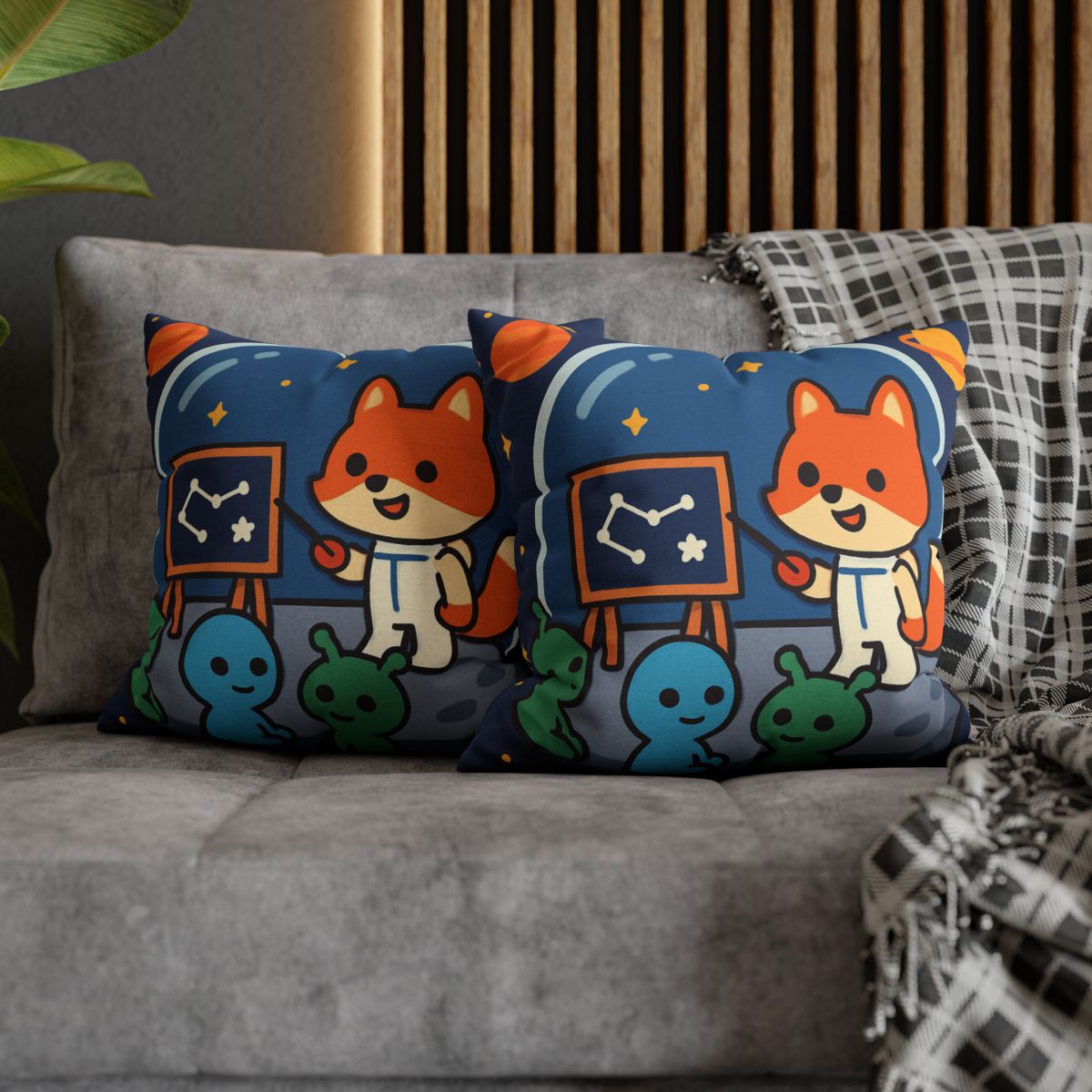Comet Classroom With Curious Space Fox comfortable bedding pillow covers