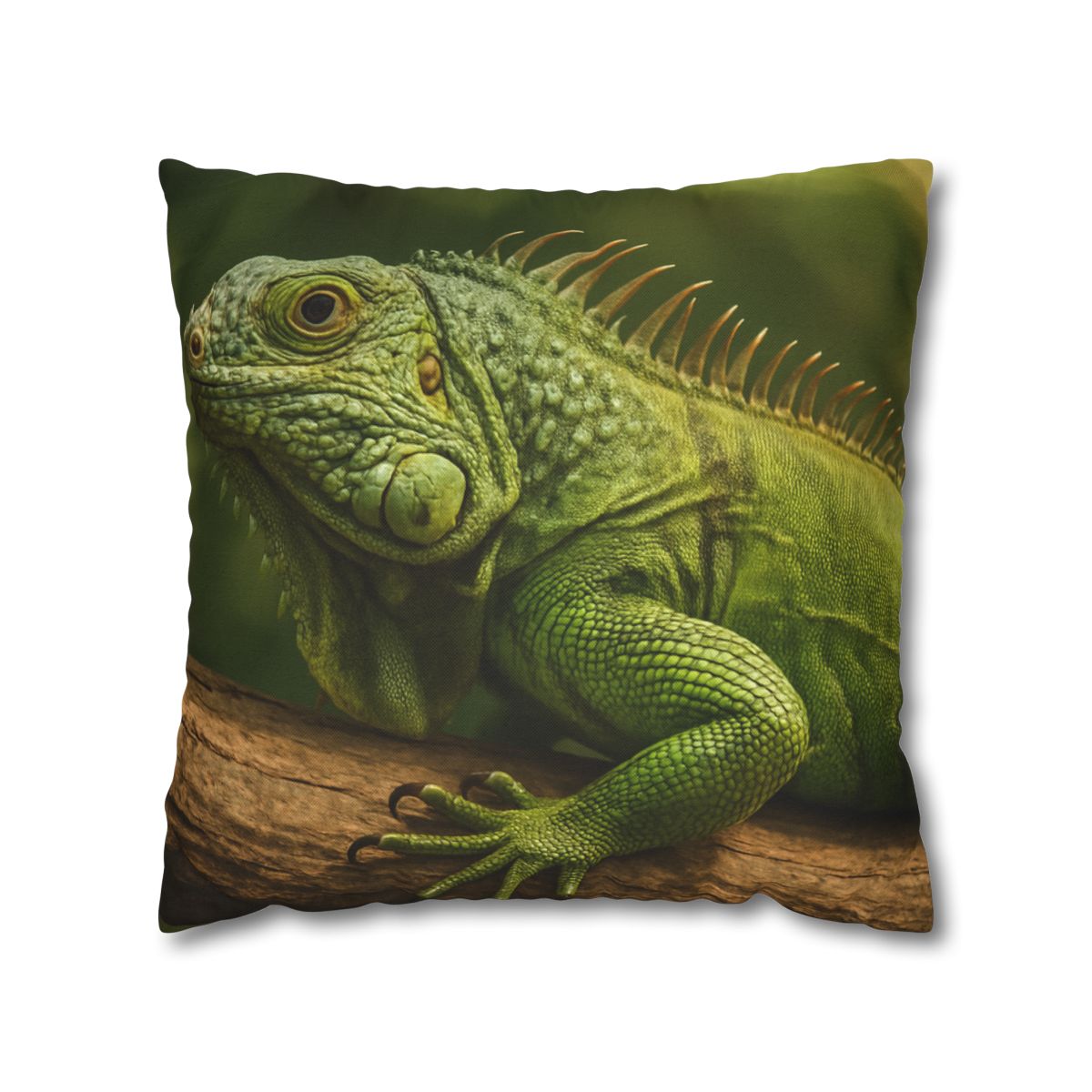Verdant Stillness Green Iguana designer print pillow cases