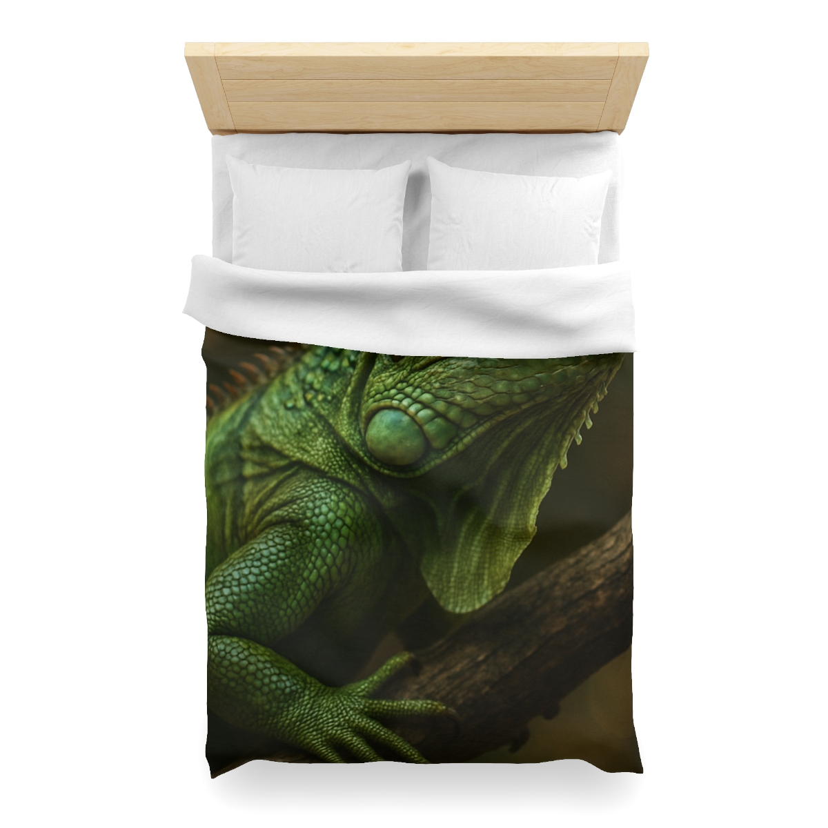Starlit Stillness Green Iguana designer printed duvets
