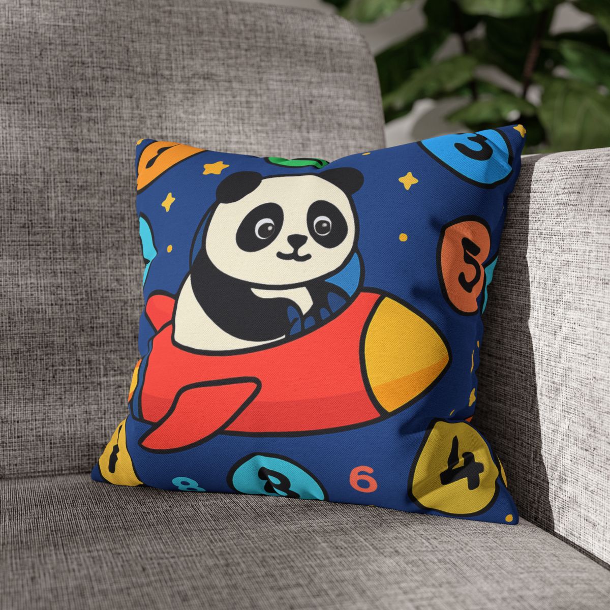 Rocket Panda And The Number Planets designer print pillow cases