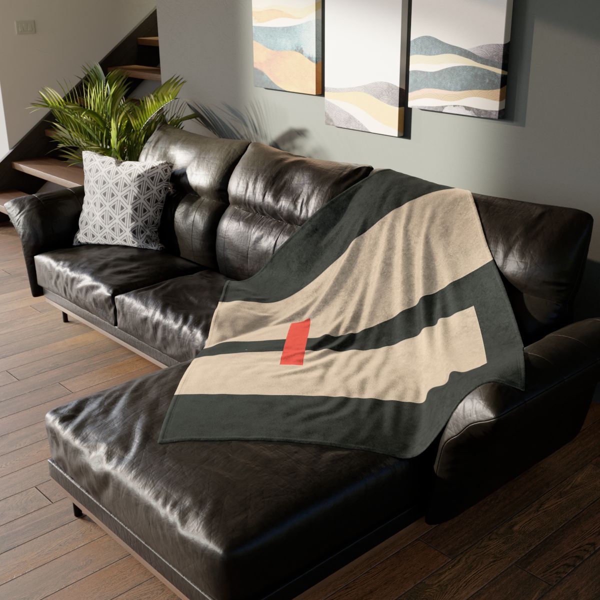 Offset Rectangle Pause soft fleece blankets