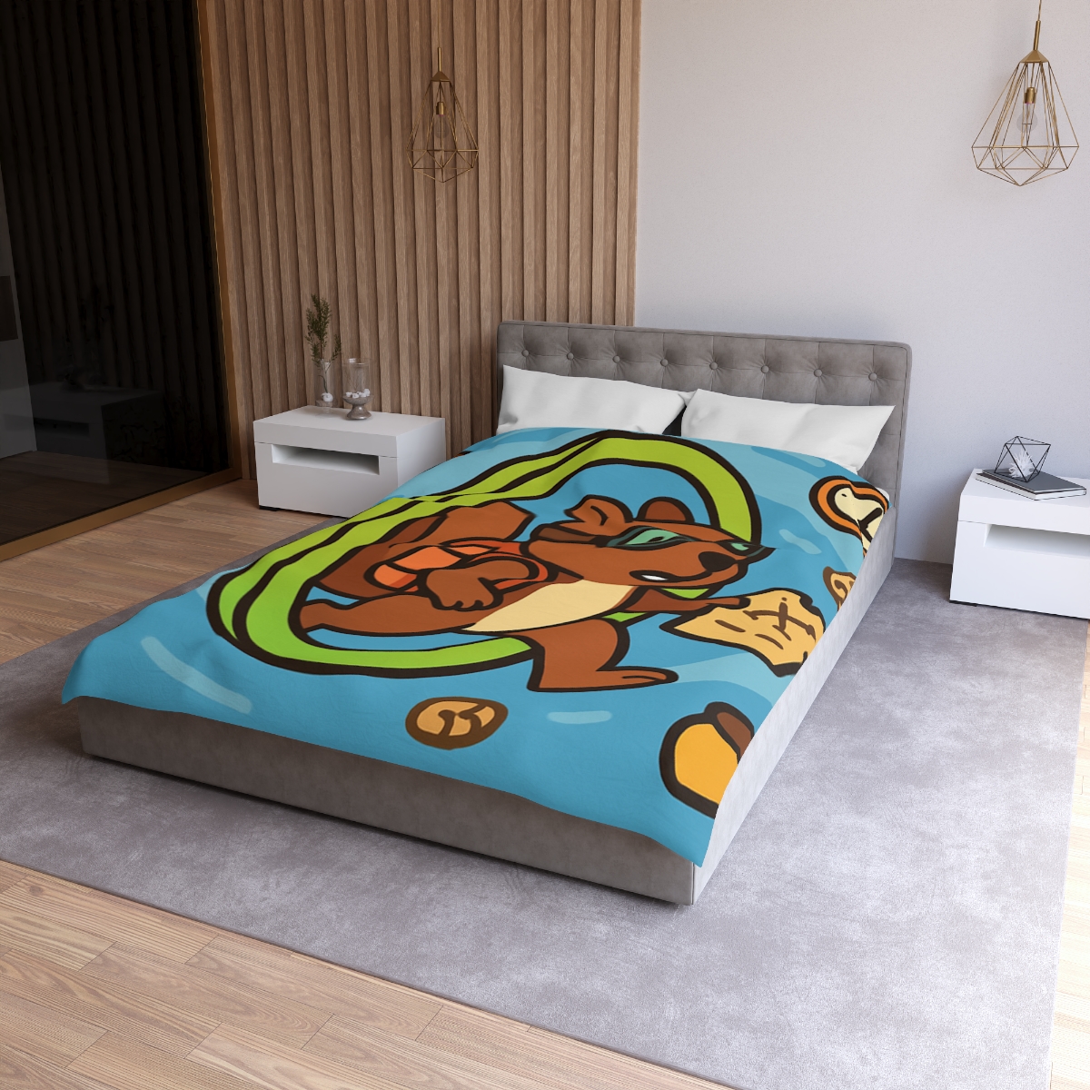 Time-Traveling Squirrel Explorer designer printed duvets