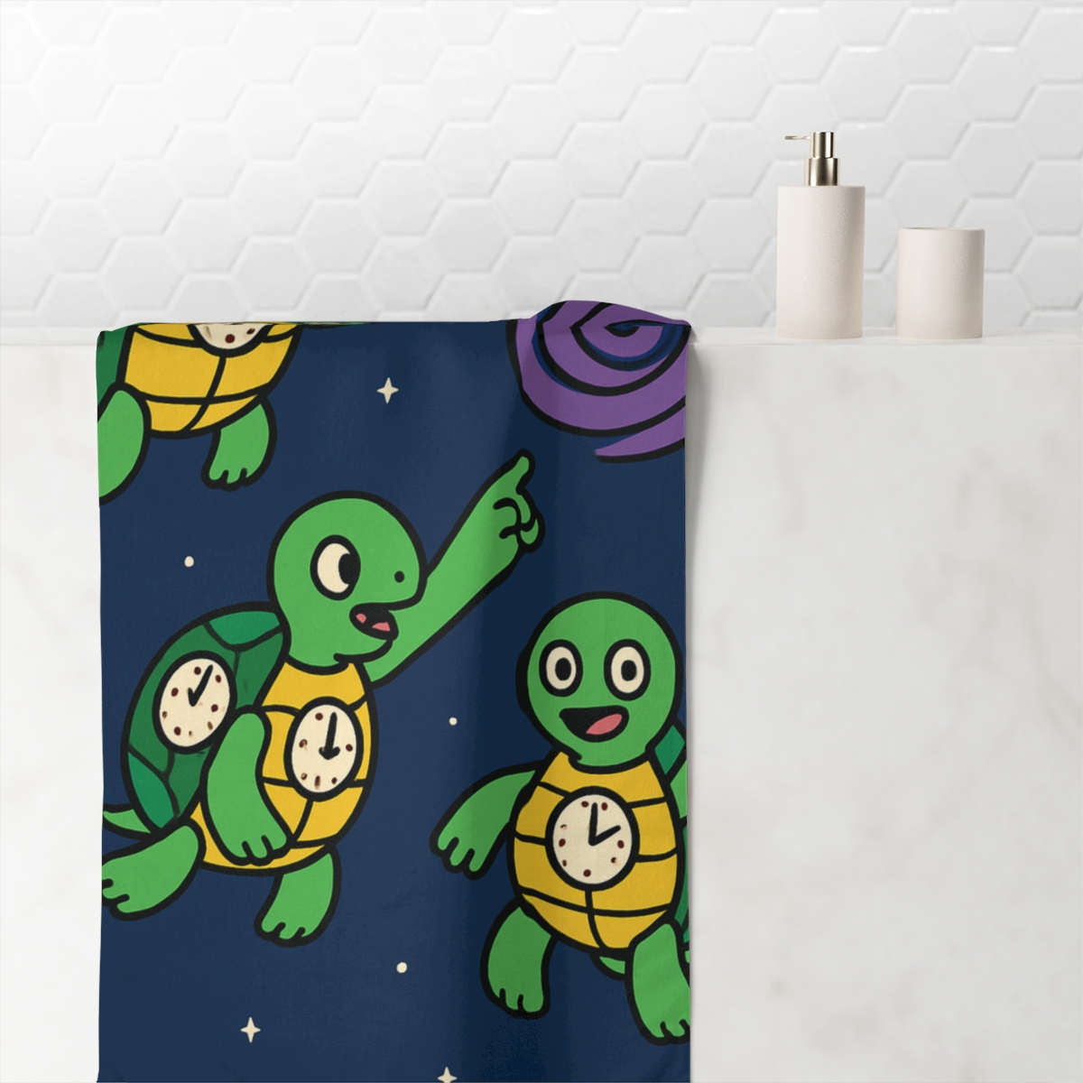 Time Traveling Turtles In Space personalized bath towels