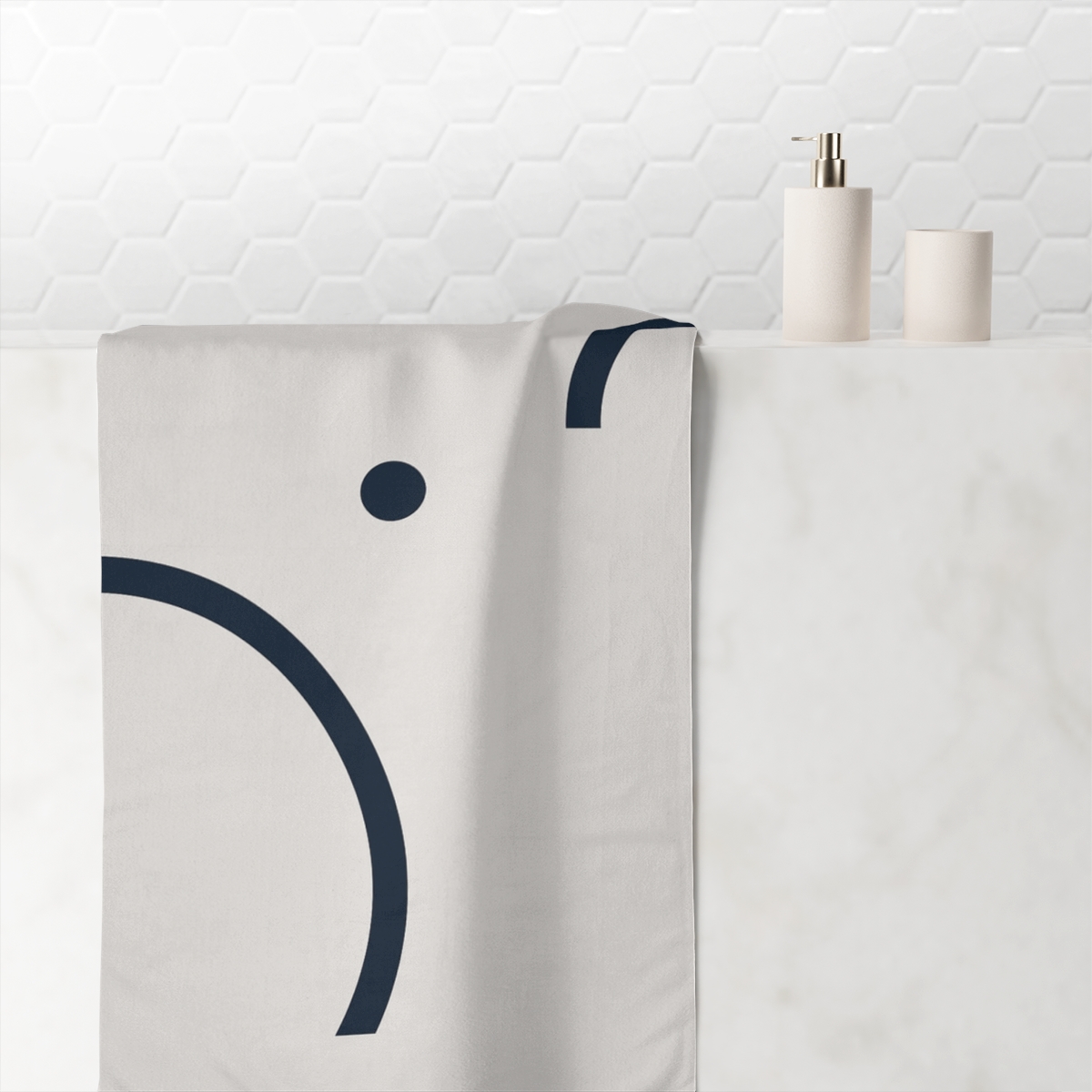 Triptych Arcs With Central Signal Dot designer printed towels