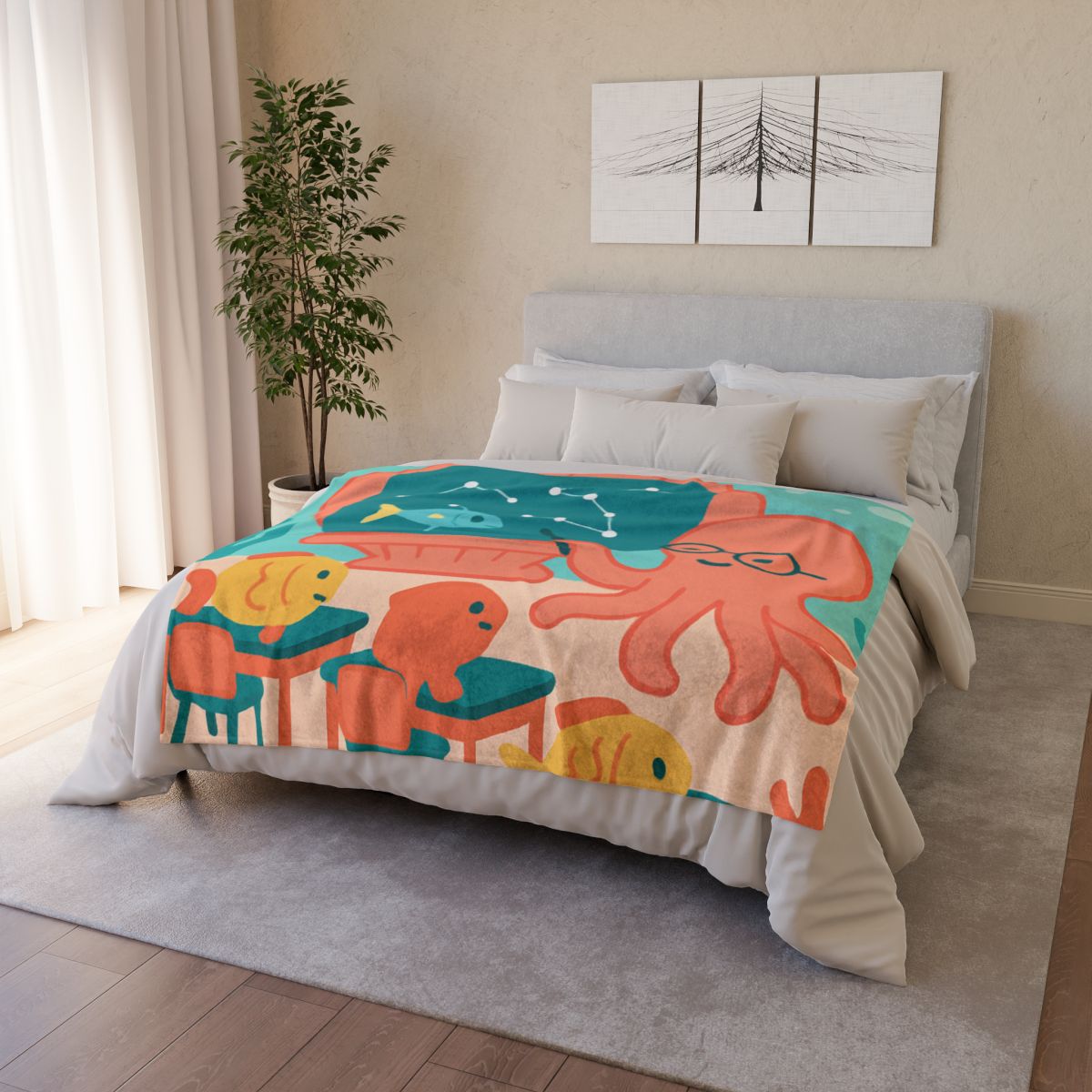 Cosmic Coral Classroom designer printed blankets