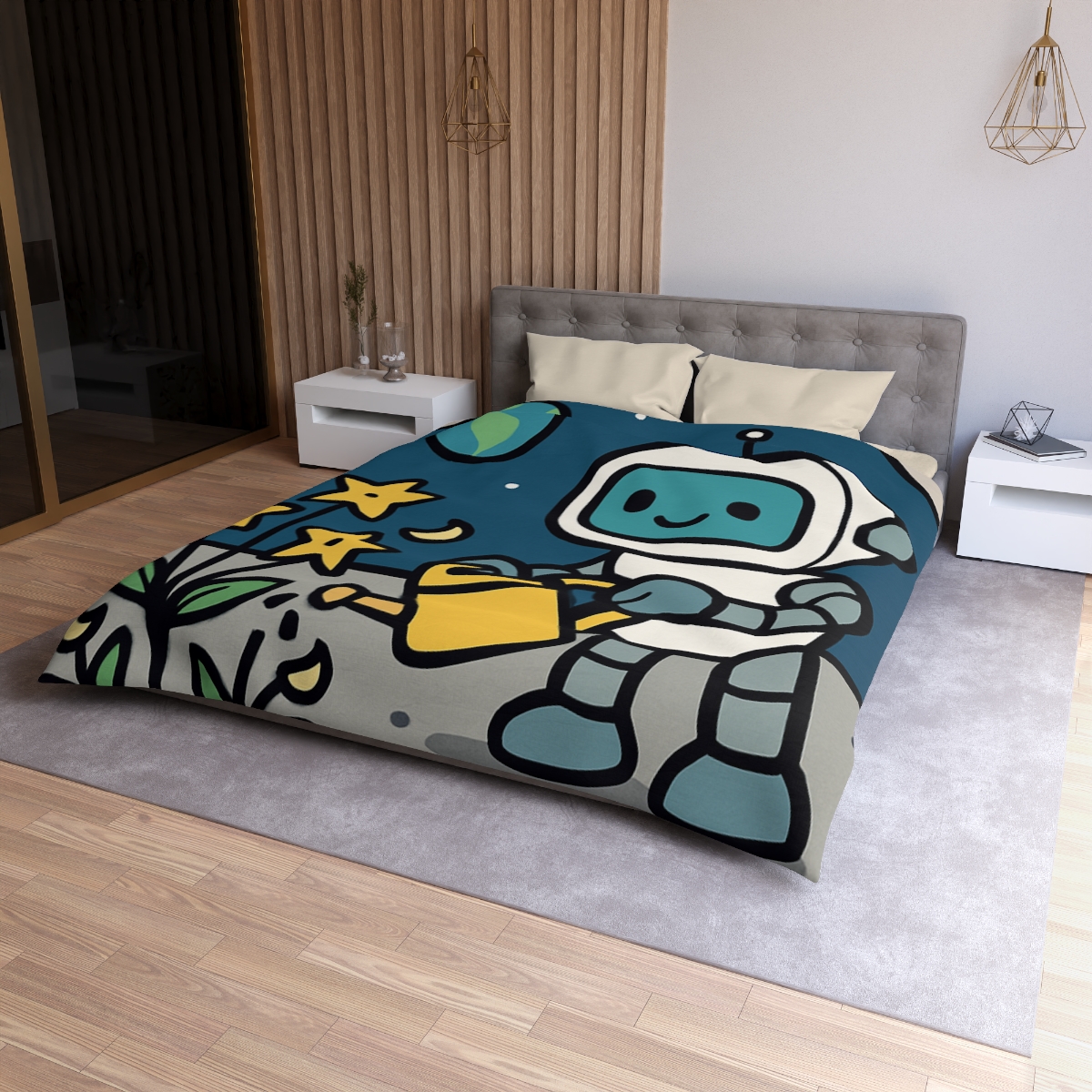 Moon Garden Robot And Space Sprouts duvets for gifts