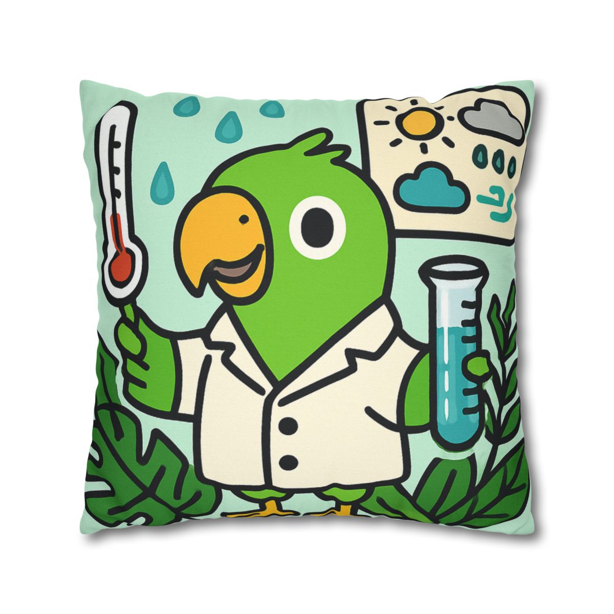 Rainforest Weather Lab With Parrot Scientist stylish decorative pillowcases