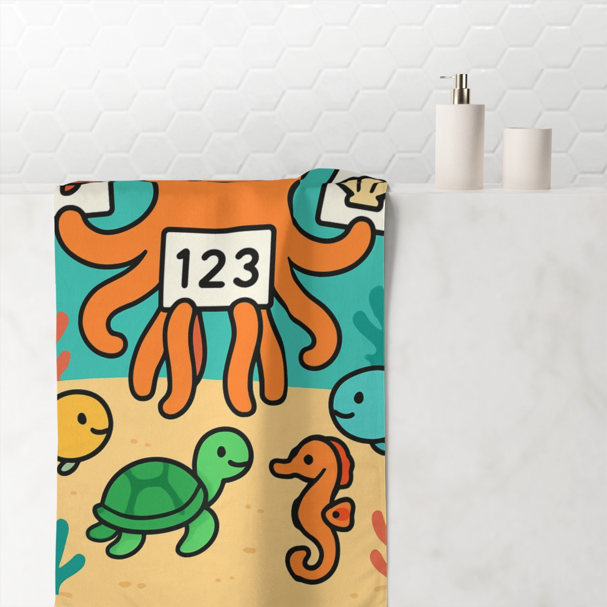 Coral Classroom Under The Sea personalized bath towels