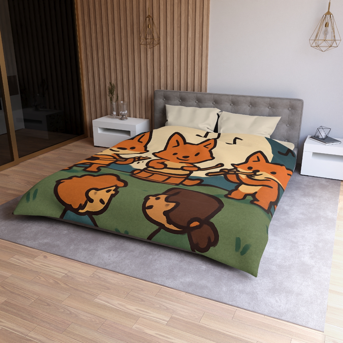 Moonlight Music Fox Band designer printed duvets
