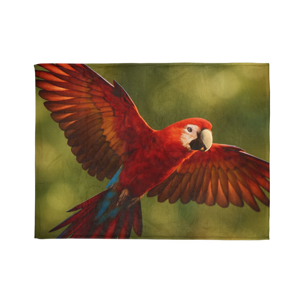 Scarlet Arc Macaw In Flight soft fleece blankets