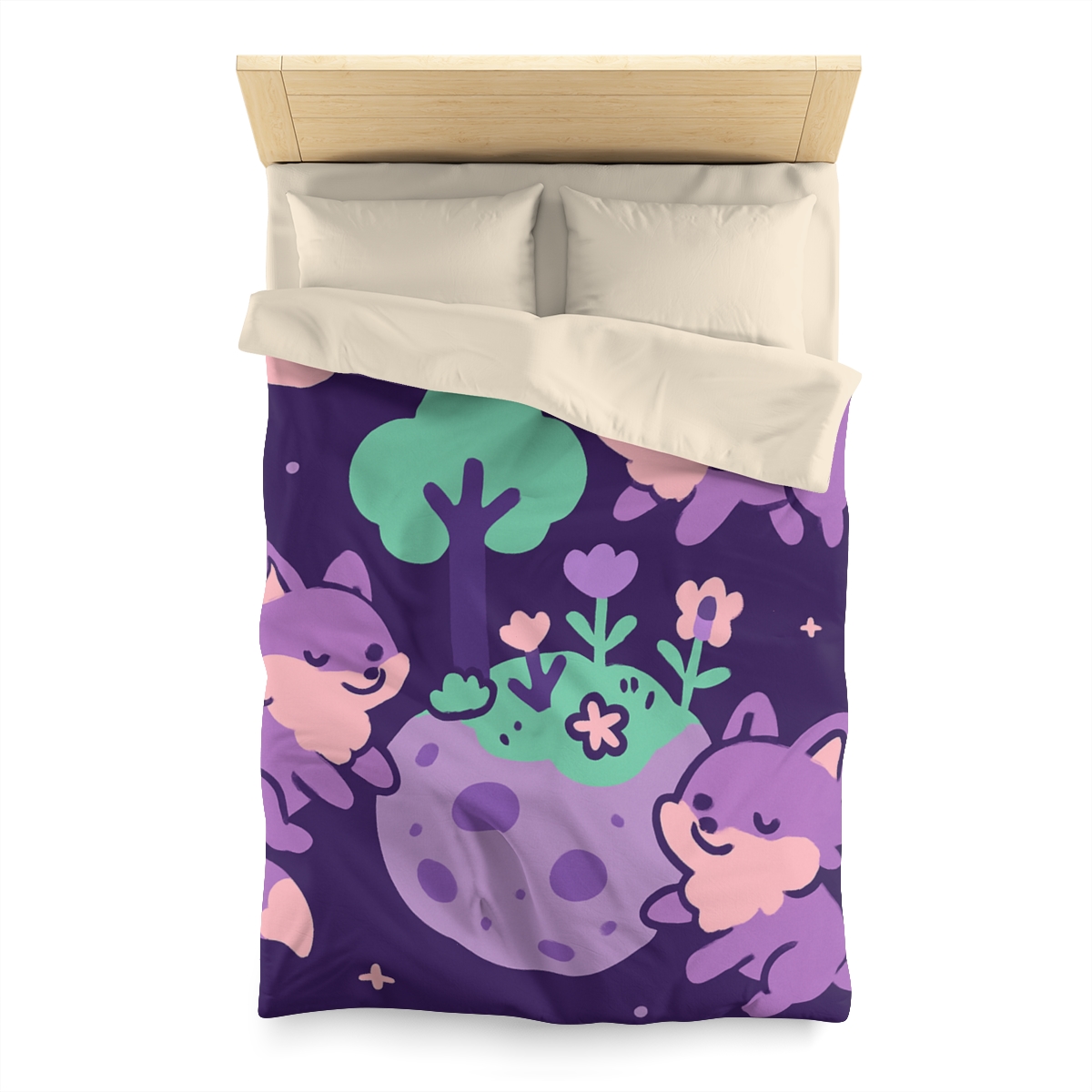 Galaxy Garden Of Floating Foxes designer printed duvets