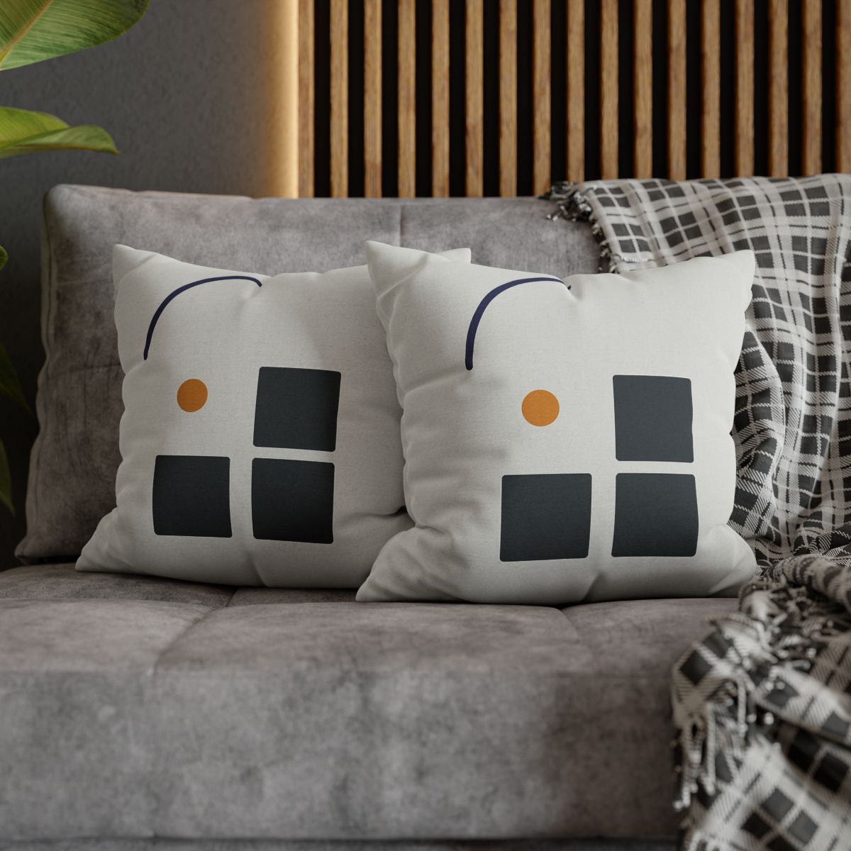 Missing Cell Grid With Offset Arc soft cotton pillow cases