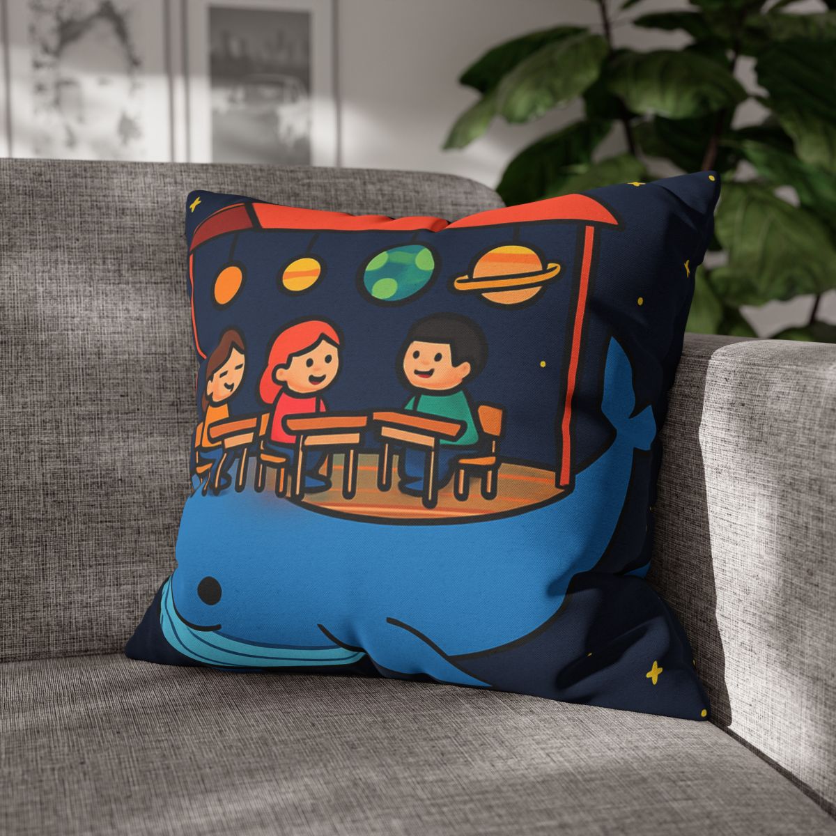 Cosmic Whale Classroom personalized pillow covers