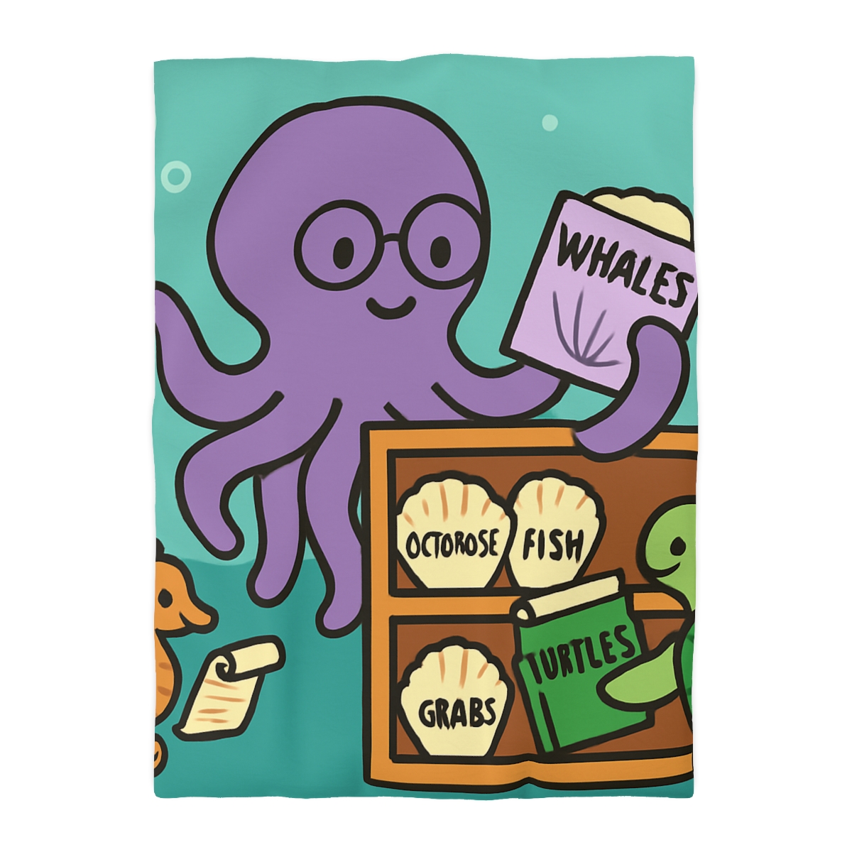 Undersea Library Of The Curious Octopus duvets for gifts