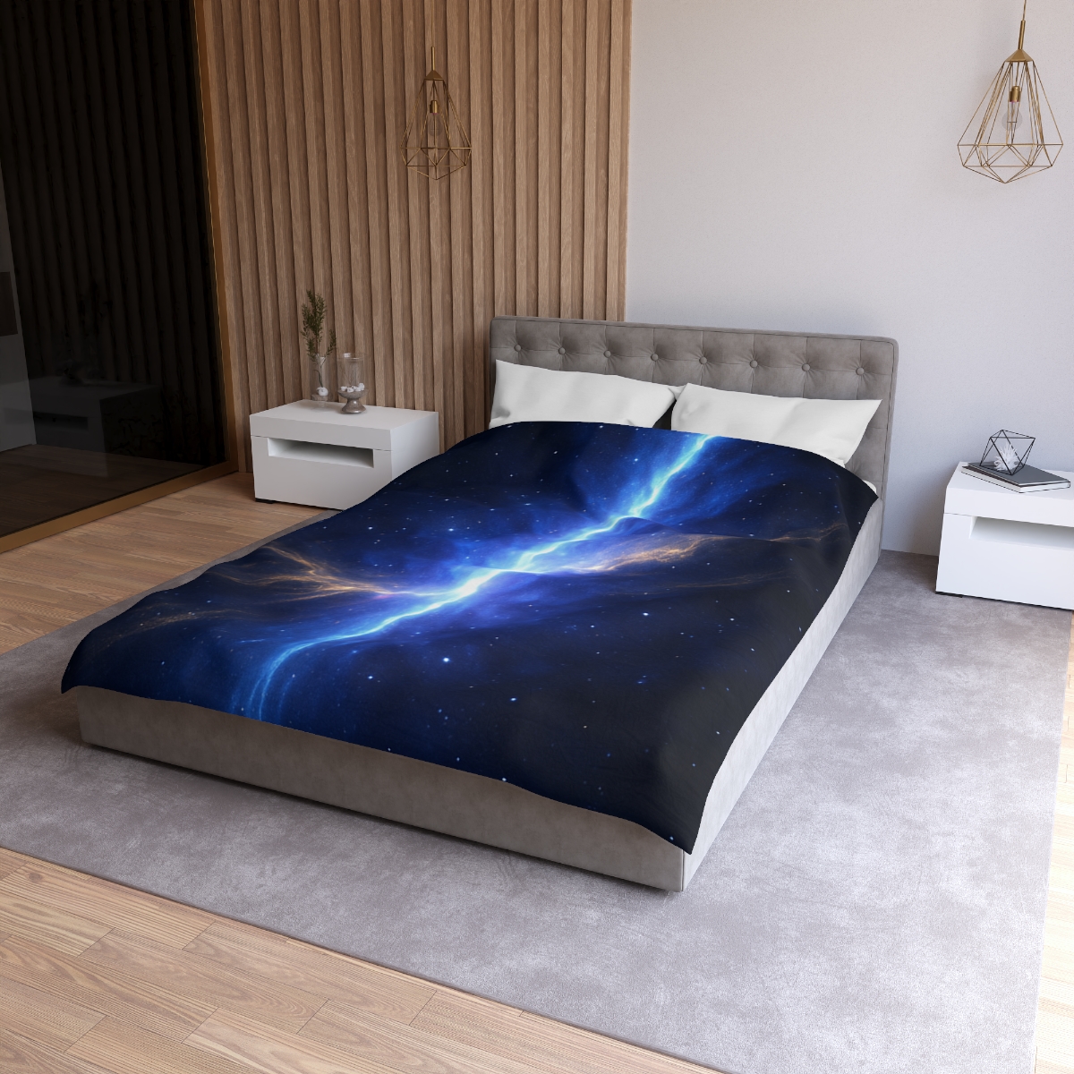 Luminous Horizon Rift designer printed duvets