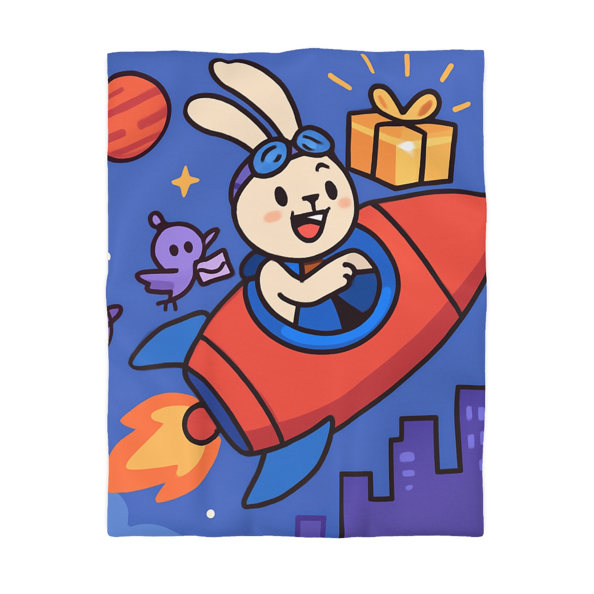 Rocket Rabbit Space Delivery custom duvets