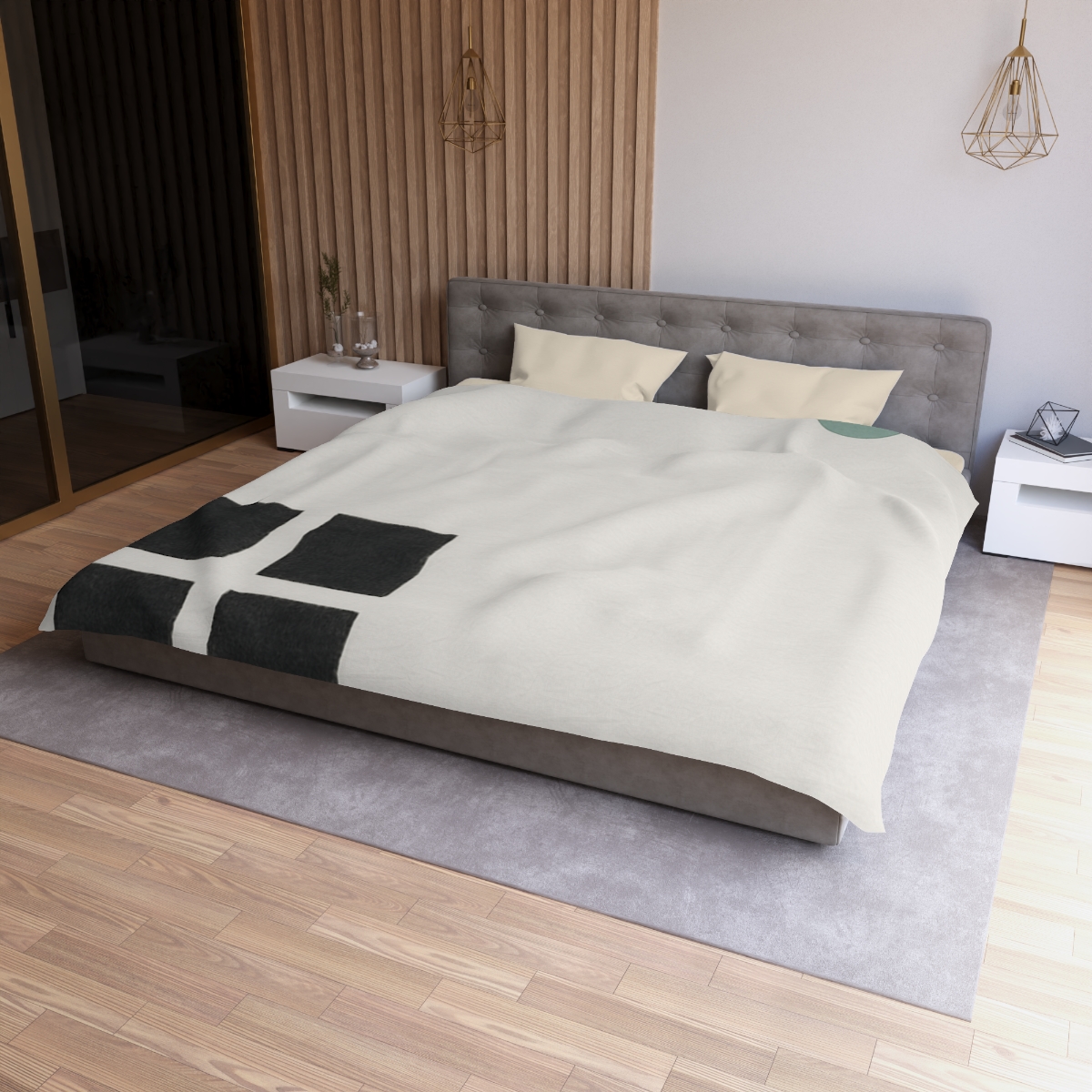 Corner Grid And Wandering Planet designer printed duvets