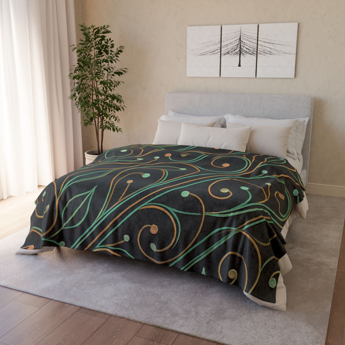 Vine Circuit Lattice soft fleece blankets