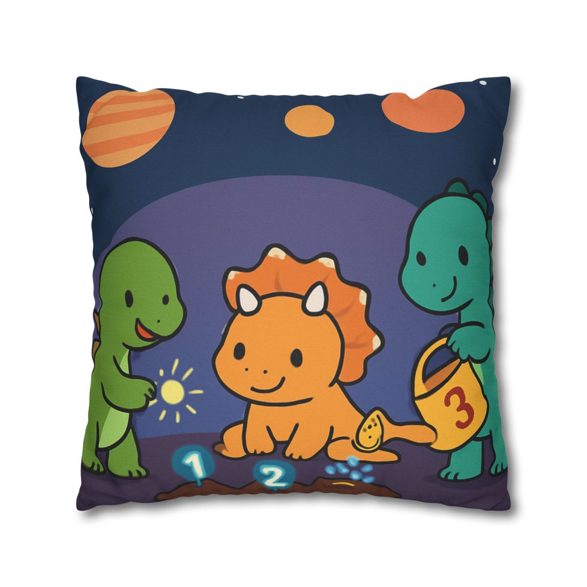 Galaxy Garden Dinosaurs designer print pillow cases