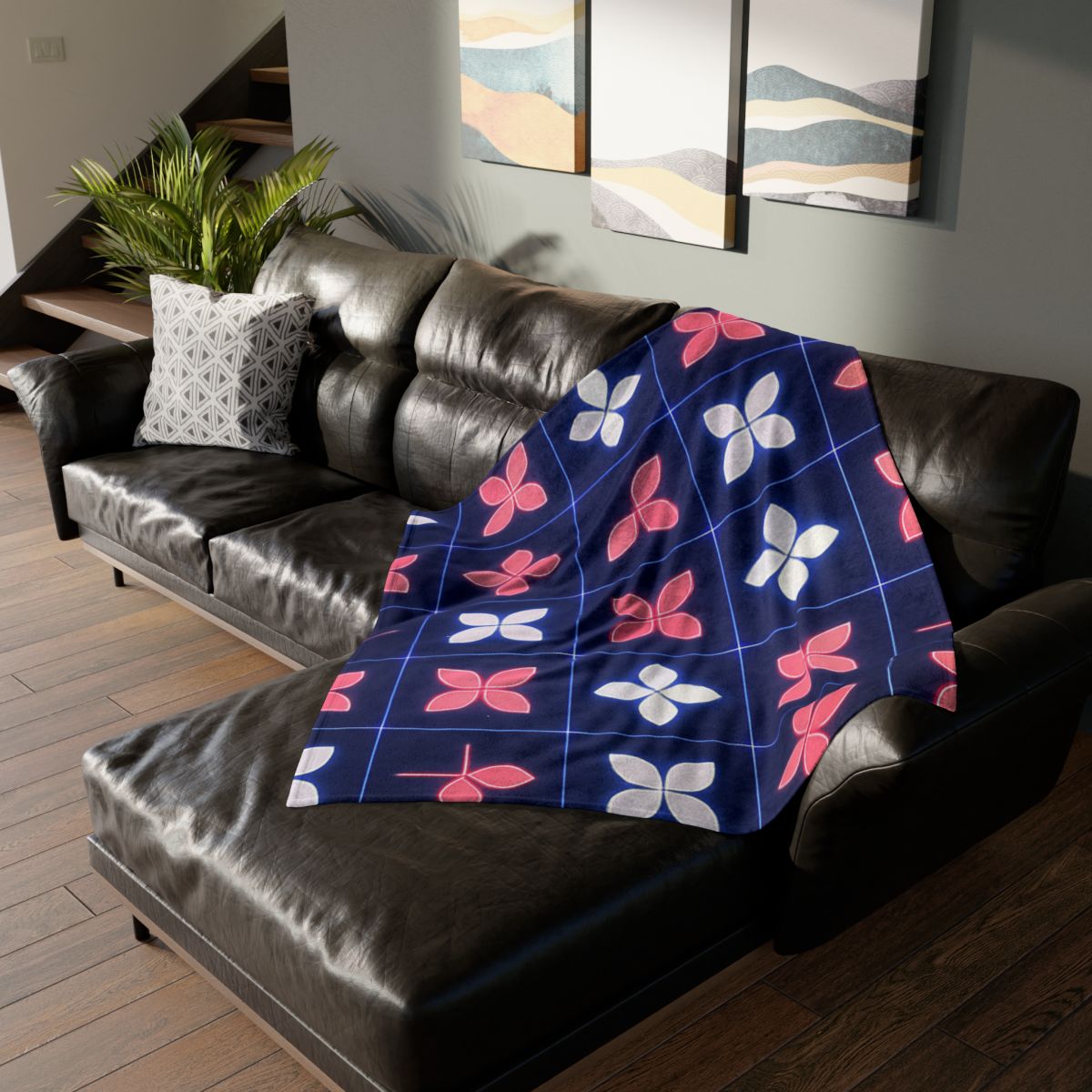 Quantum Blossom Grid warm winter blankets
