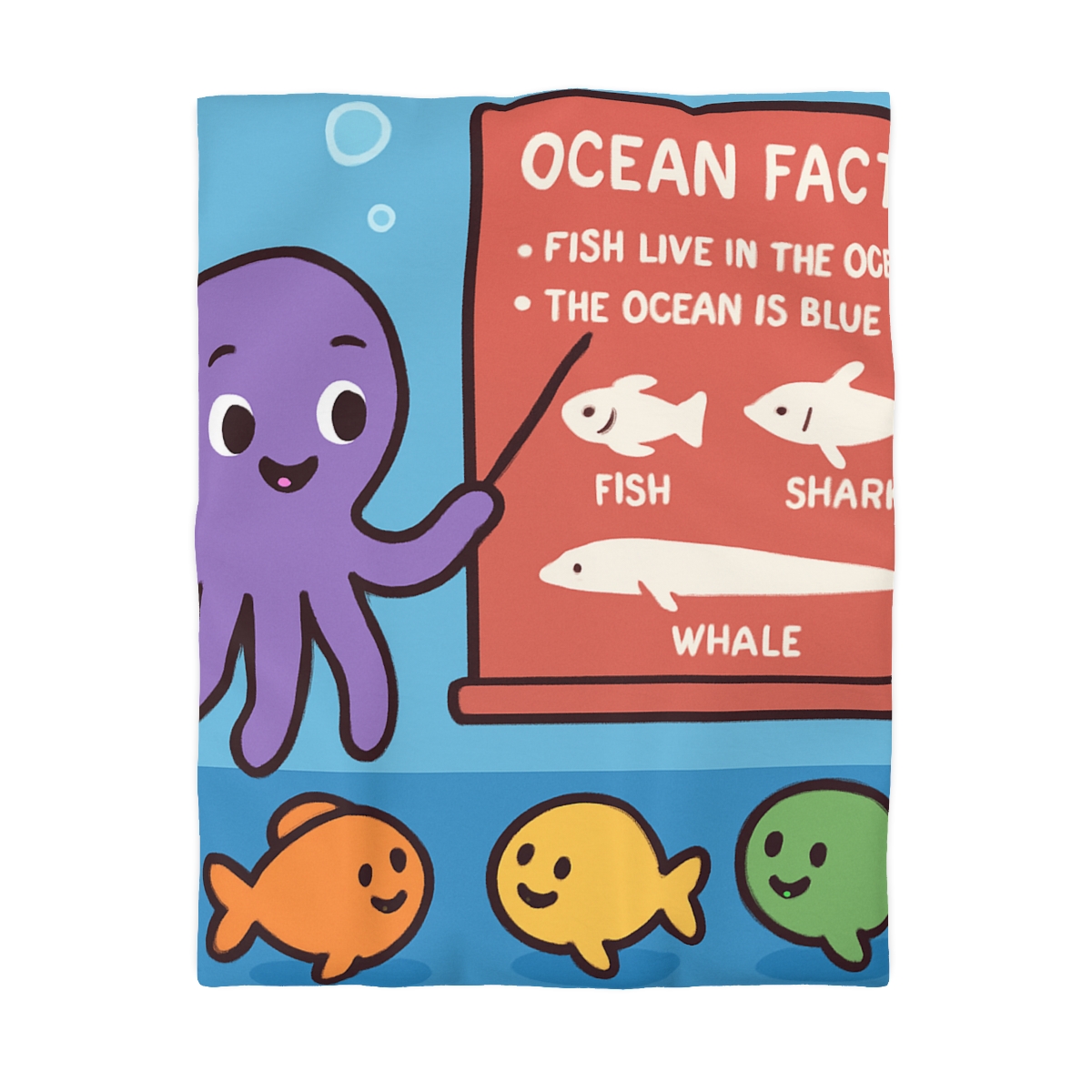 Coral Classroom With Professor Octopus designer printed duvets