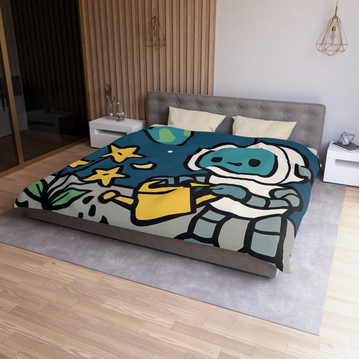 Moon Garden Robot And Space Sprouts duvets for gifts