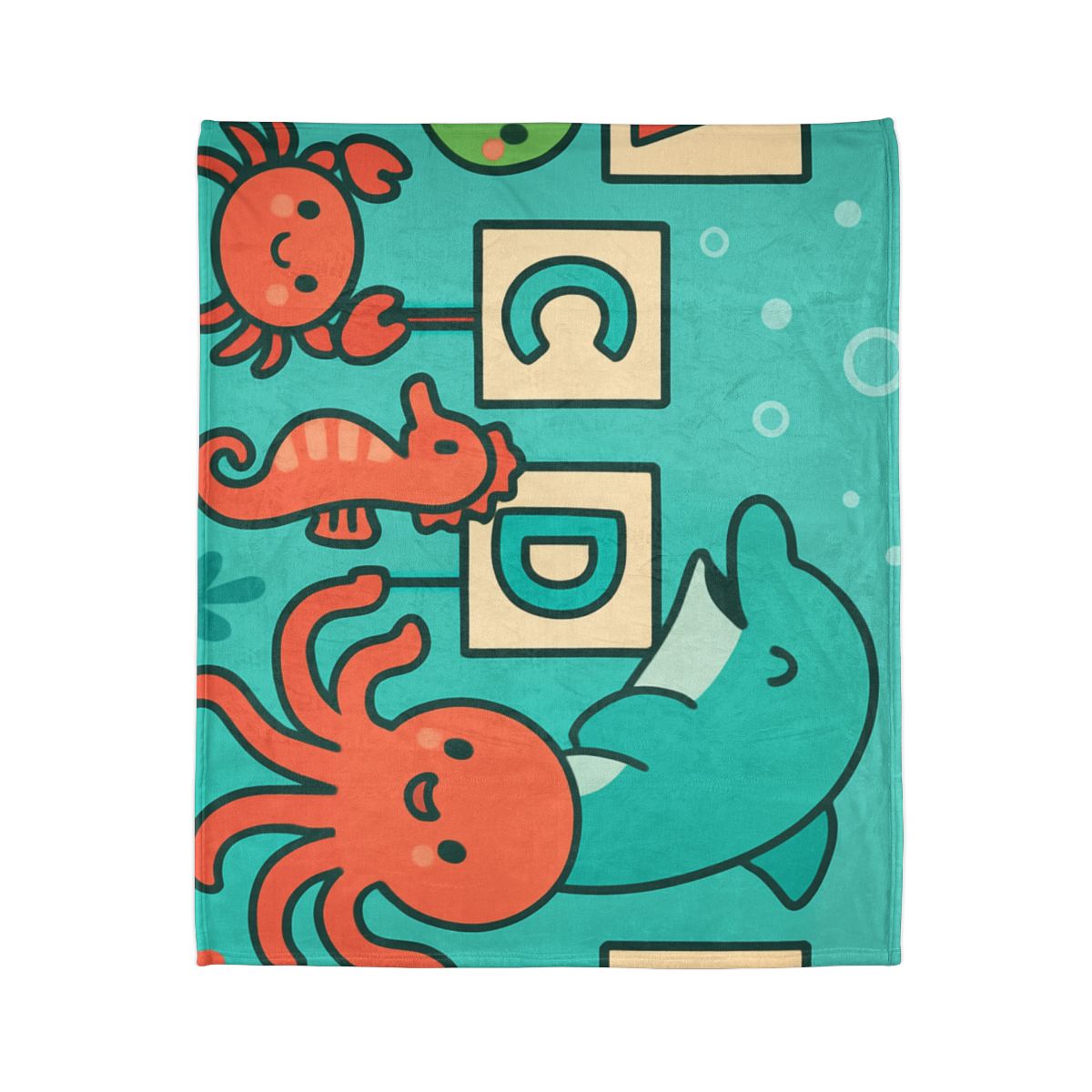 Coral Reef Alphabet Parade personalized cozy blankets