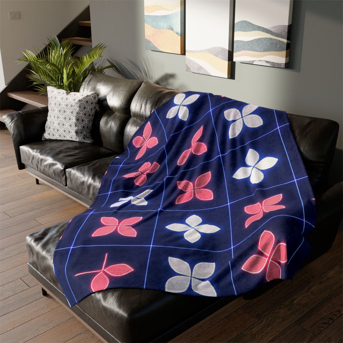 Quantum Blossom Grid warm winter blankets