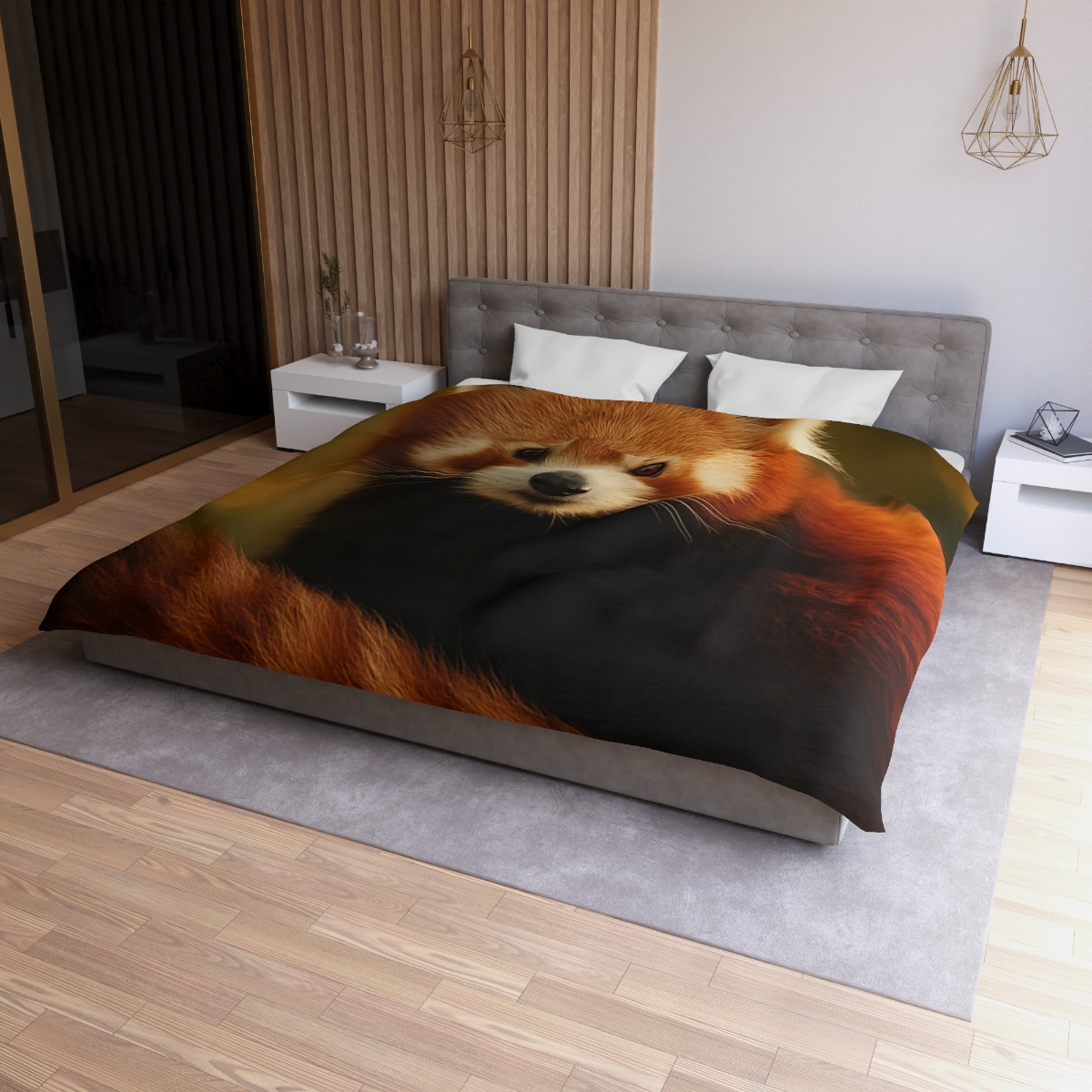 Crimson Whisper Red Panda personalized bedding duvets